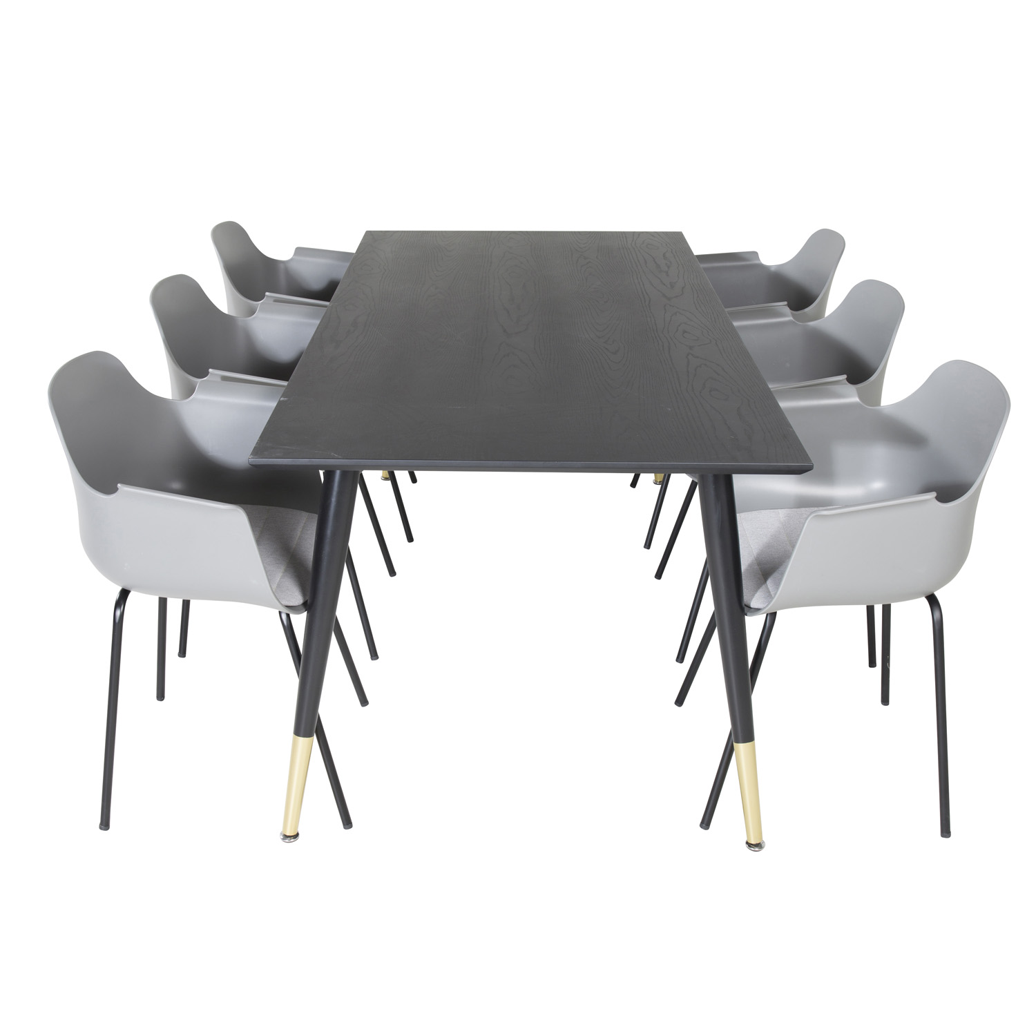 Venture Design Dipp Spisebordssæt       Stole Sort Finer Messing Sort Metal  Grå Plast Sort Metal