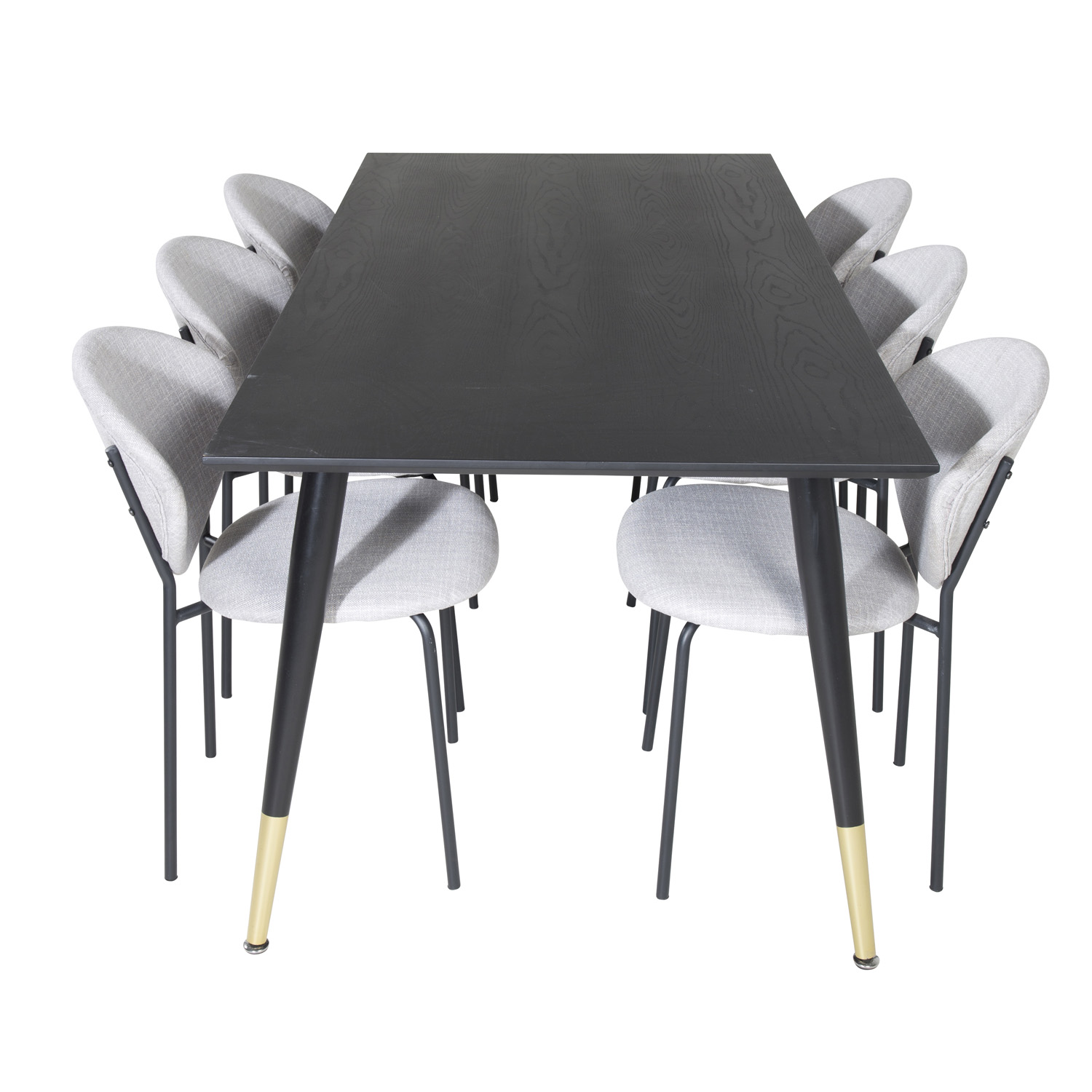 Venture Design Dipp Spisebordssæt       Stole Sort Finer Messing Sort Metal  Grå Stof Sort Metal