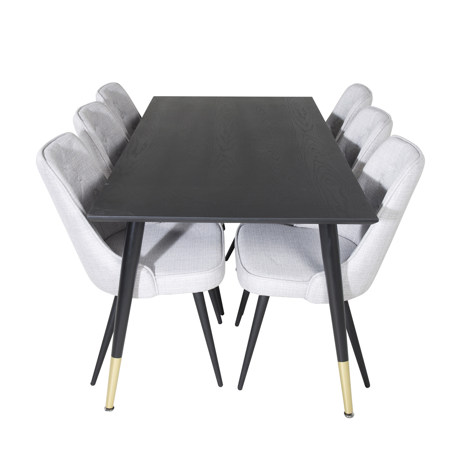 Venture Design Dipp Spisebordssæt       Stole Sort Finer Messing Sort Metal  Grå Stof Sort Metal