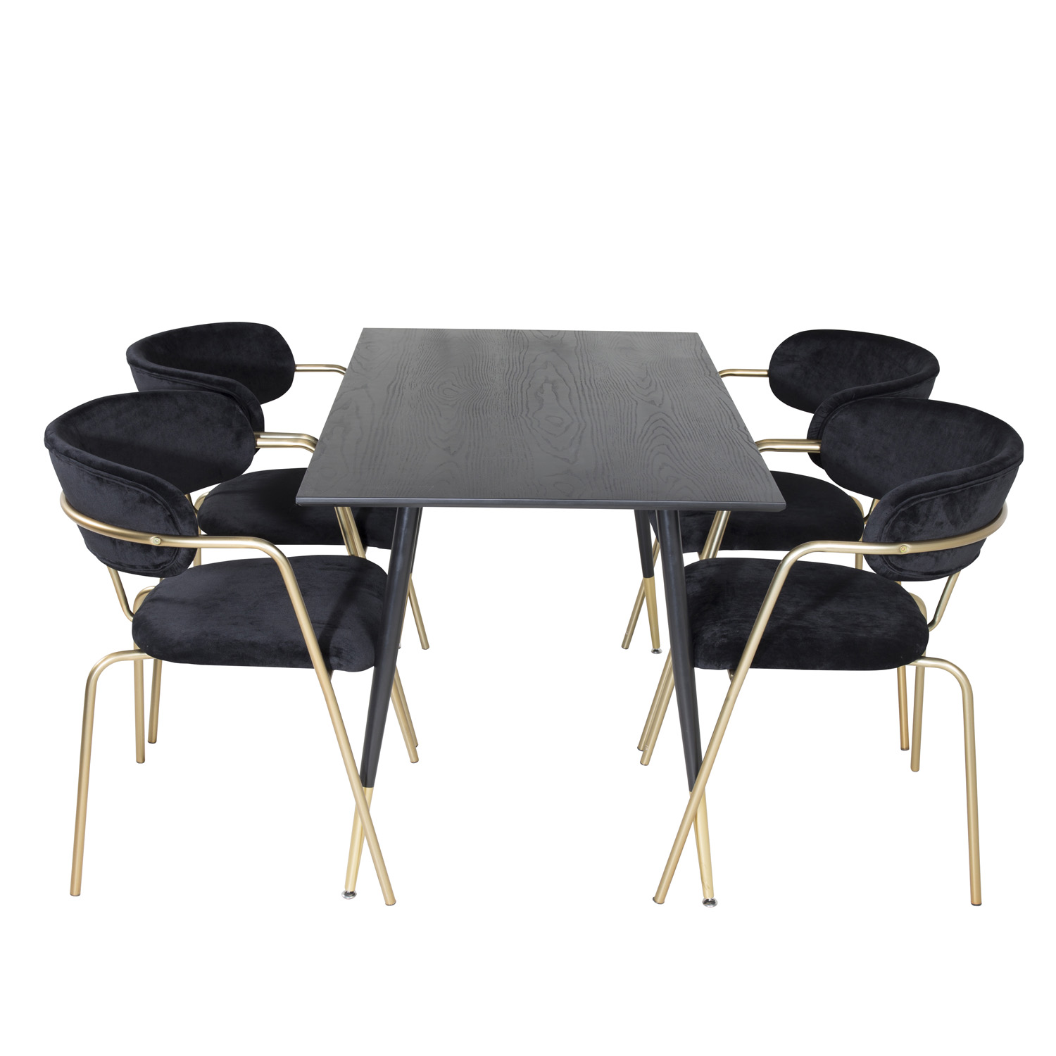 Venture Design Dipp Spisebordssæt       Stole Sort Finer Messing Sort Metal  Sort Fløjl Sort Metal