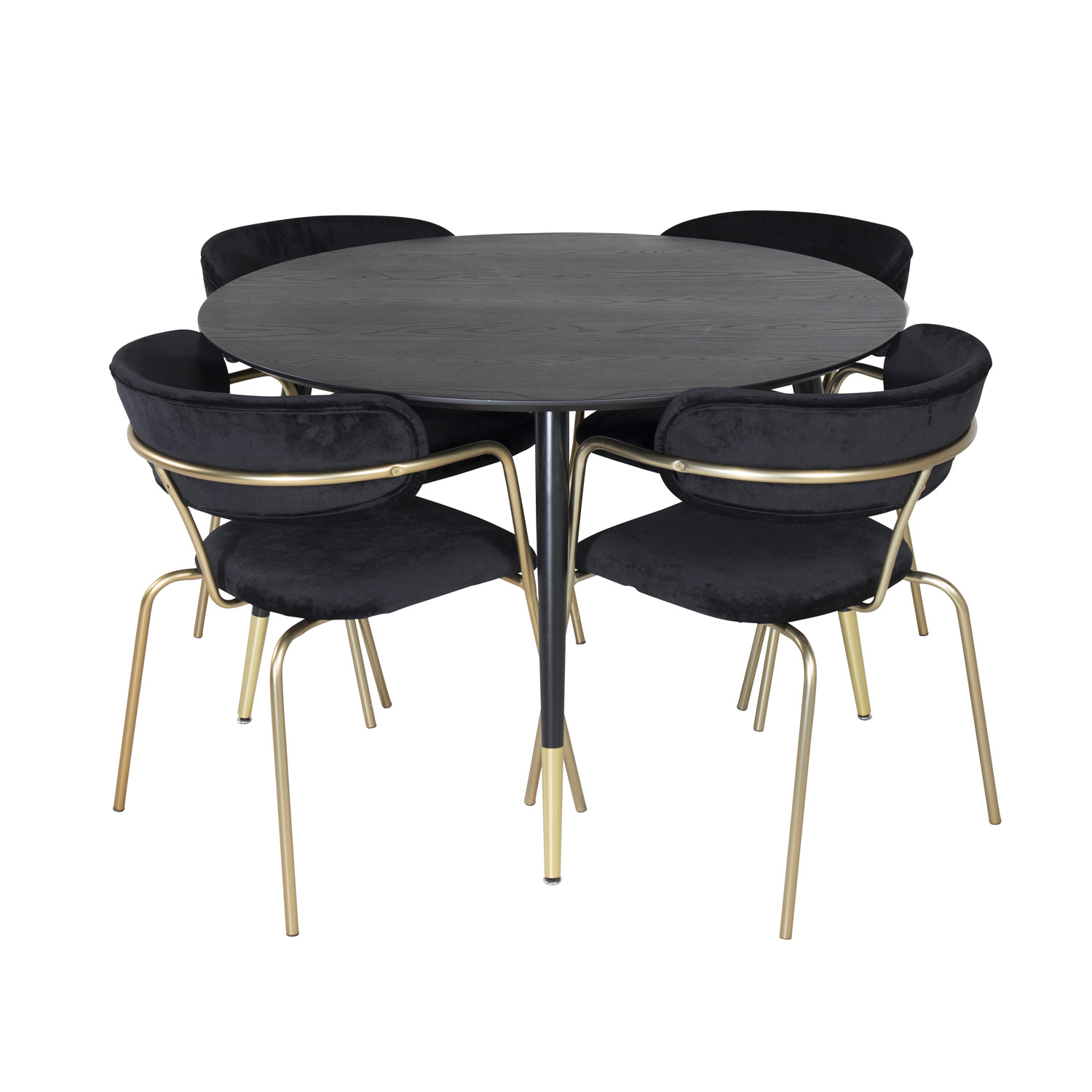 Venture Design Dipp Spisebordssæt       Stole Sort Finer Messing Sort Metal Sort Fløjl