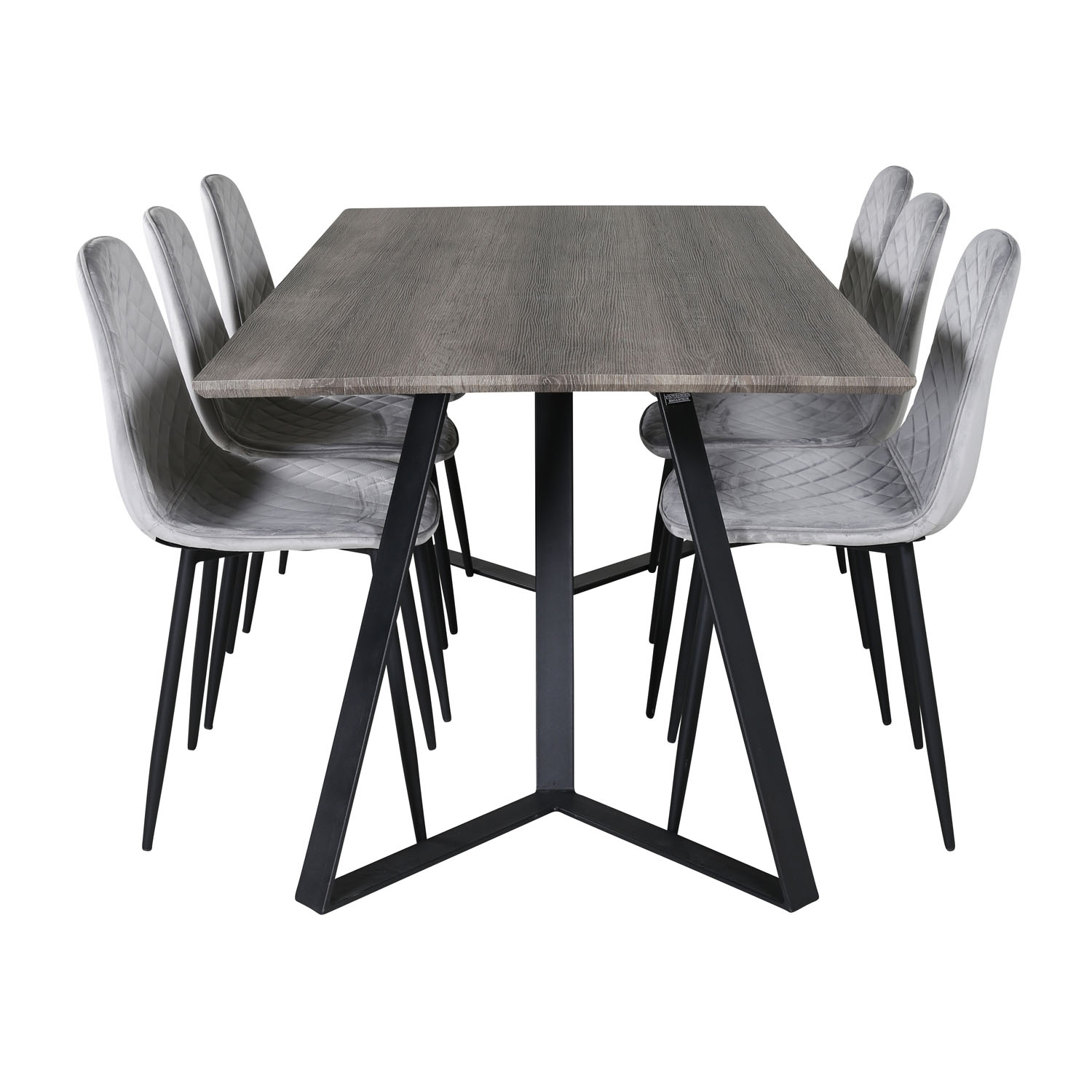 Venture Design Marina Spisebordssæt       Stole Grå Finer Sort Metal Og Grå Fløjl Sort Metal