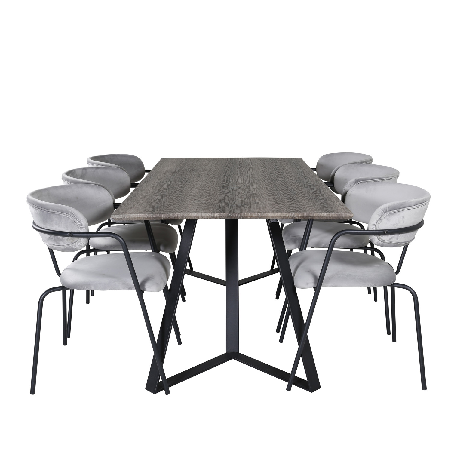 Venture Design Marina Spisebordssæt       Stole Grå Finer Sort Metal Og Grå Fløjl Sort Metal