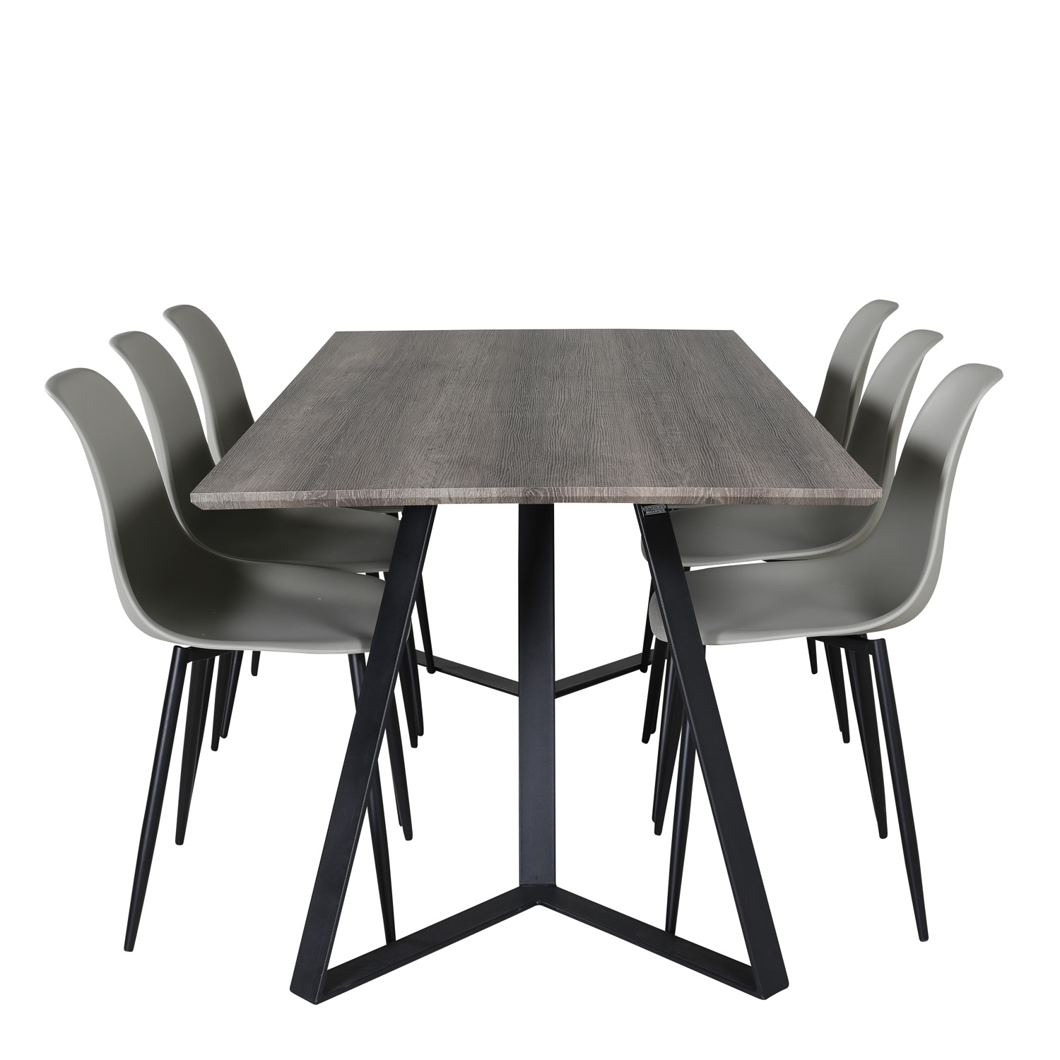Venture Design Marina Spisebordssæt       Stole Grå Finer Sort Metal Og Grå Plastik Sort Metal
