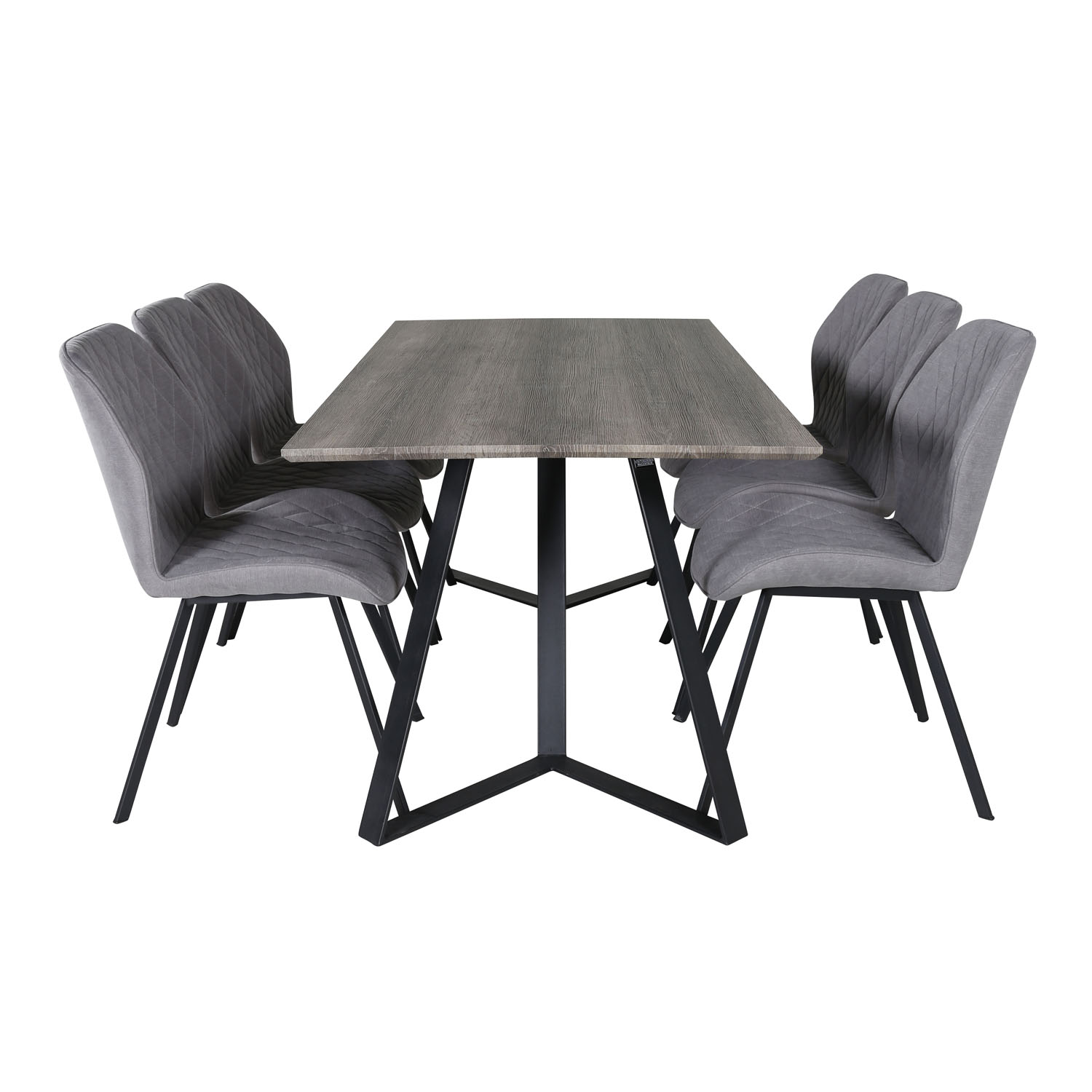 Venture Design Marina Spisebordssæt       Stole Grå Finer Sort Metal Og Grå Stof Sort Metal