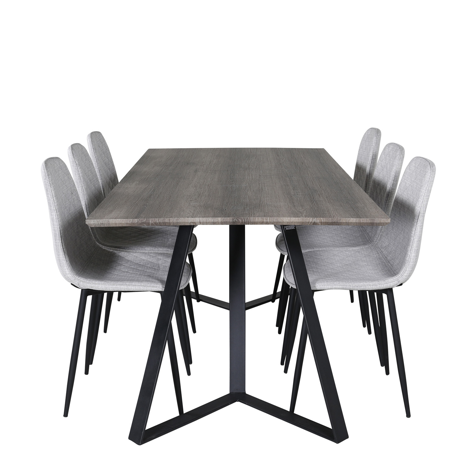 Venture Design Marina Spisebordssæt       Stole Grå Finer Sort Metal Og Grå Stof Sort Metal