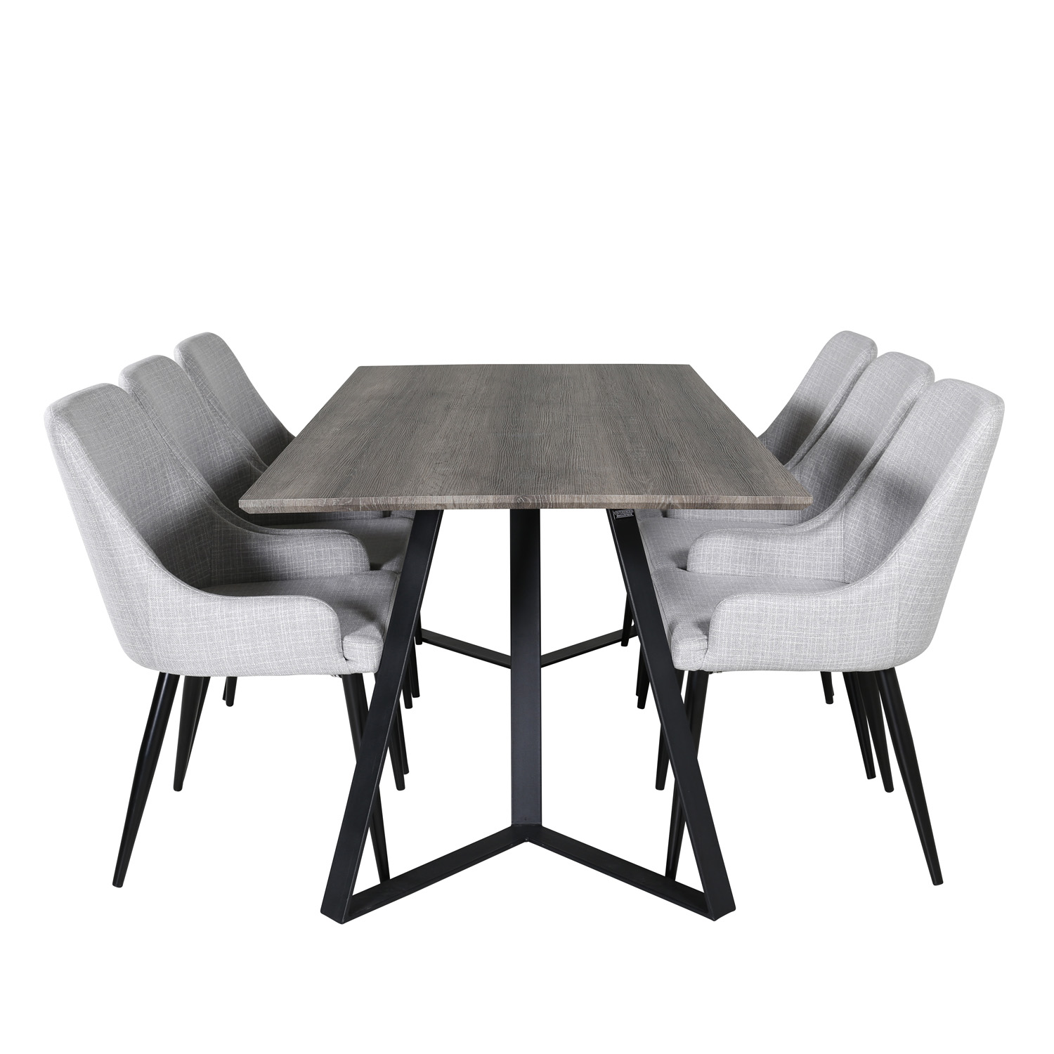 Venture Design Marina Spisebordssæt       Stole Grå Finer Sort Metal Og Grå Stof Sort Metal