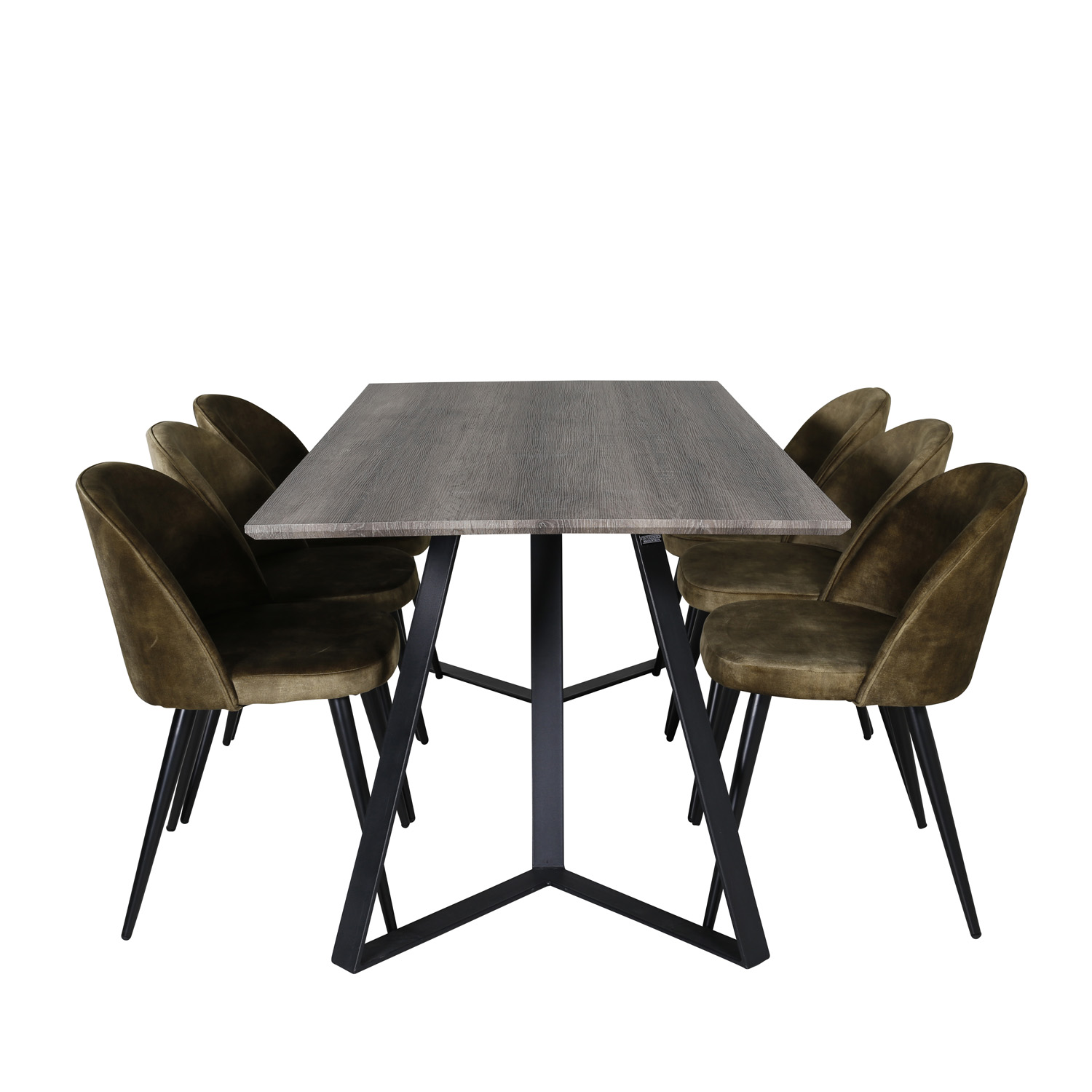 Venture Design Marina Spisebordssæt       Stole Grå Finer Sort Metal Og Grøn Fløjl Sort Metal