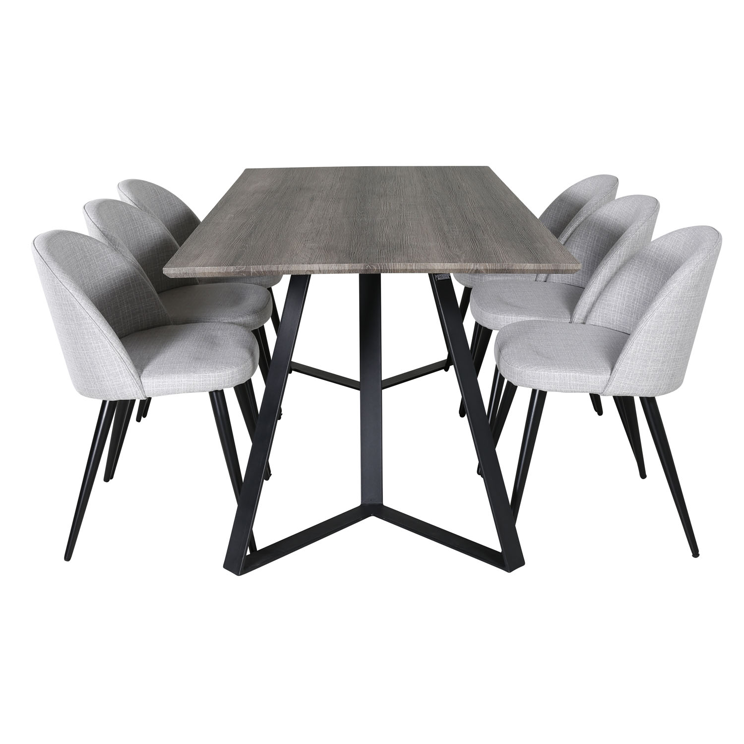 Venture Design Marina Spisebordssæt       Stole Grå Finer Sort Metal Og Lysegrå Stof Sort Metal