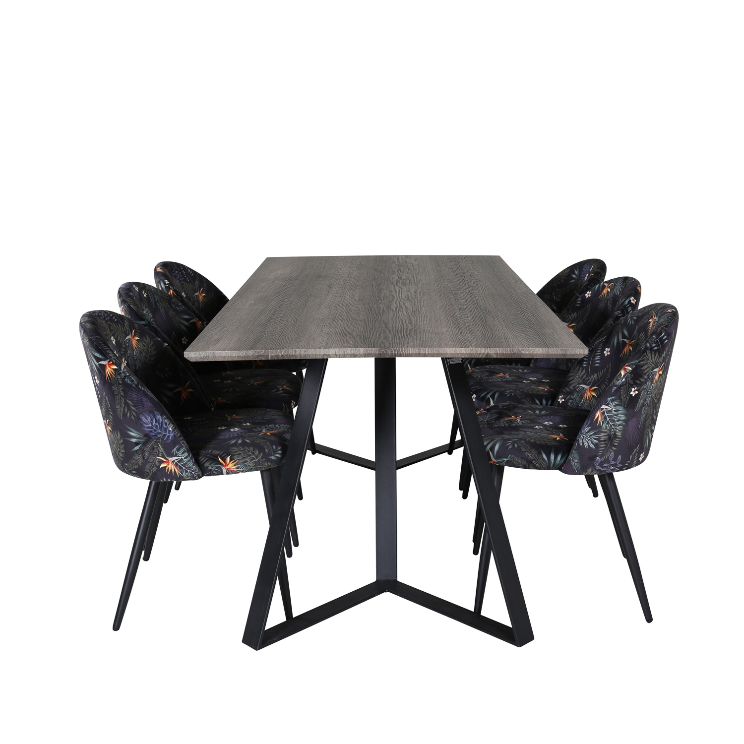 Venture Design Marina Spisebordssæt       Stole Grå Finer Sort Metal Og Multi Stof Sort Metal