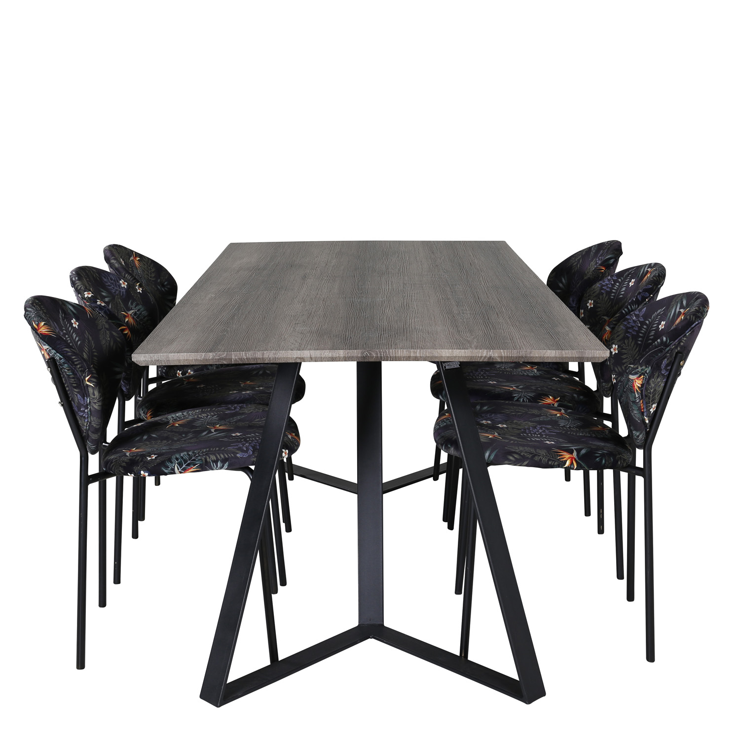 Venture Design Marina Spisebordssæt       Stole Grå Finer Sort Metal Og Multi Stof Sort Metal