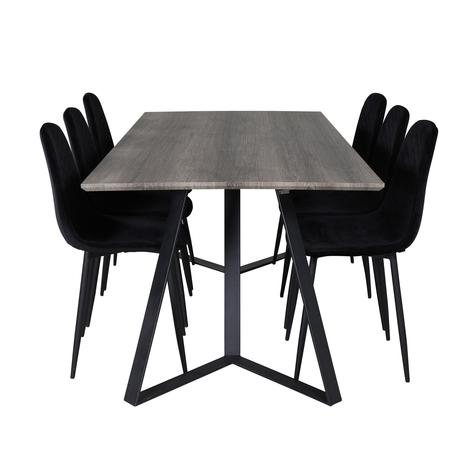 Venture Design Marina Spisebordssæt       Stole Grå Finer Sort Metal Og Sort Fløjl Sort Metal