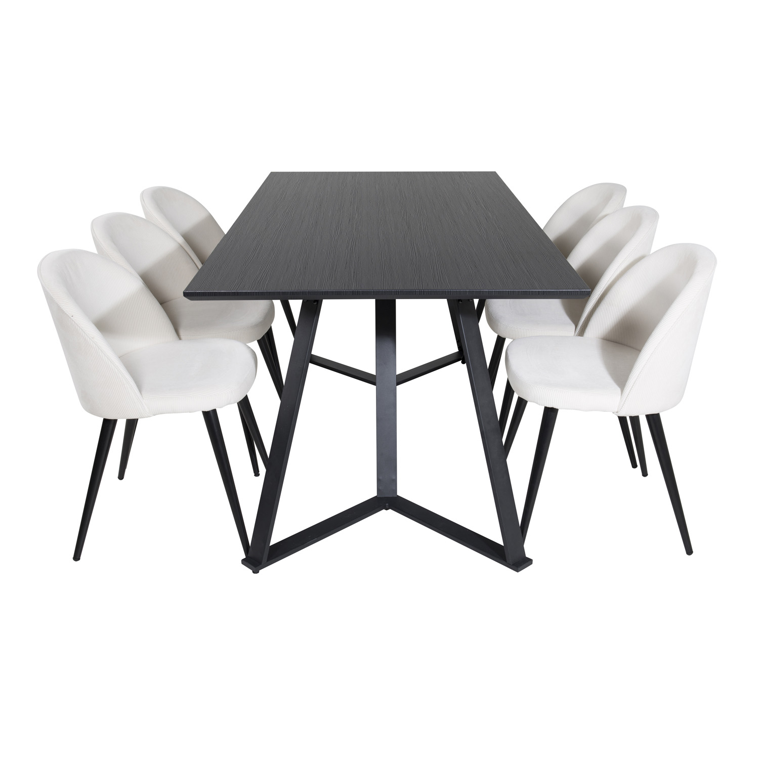 Venture Design Marina Spisebordssæt       Stole Sort Finer Sort Metal Og Beige Fløjl Sort Metal