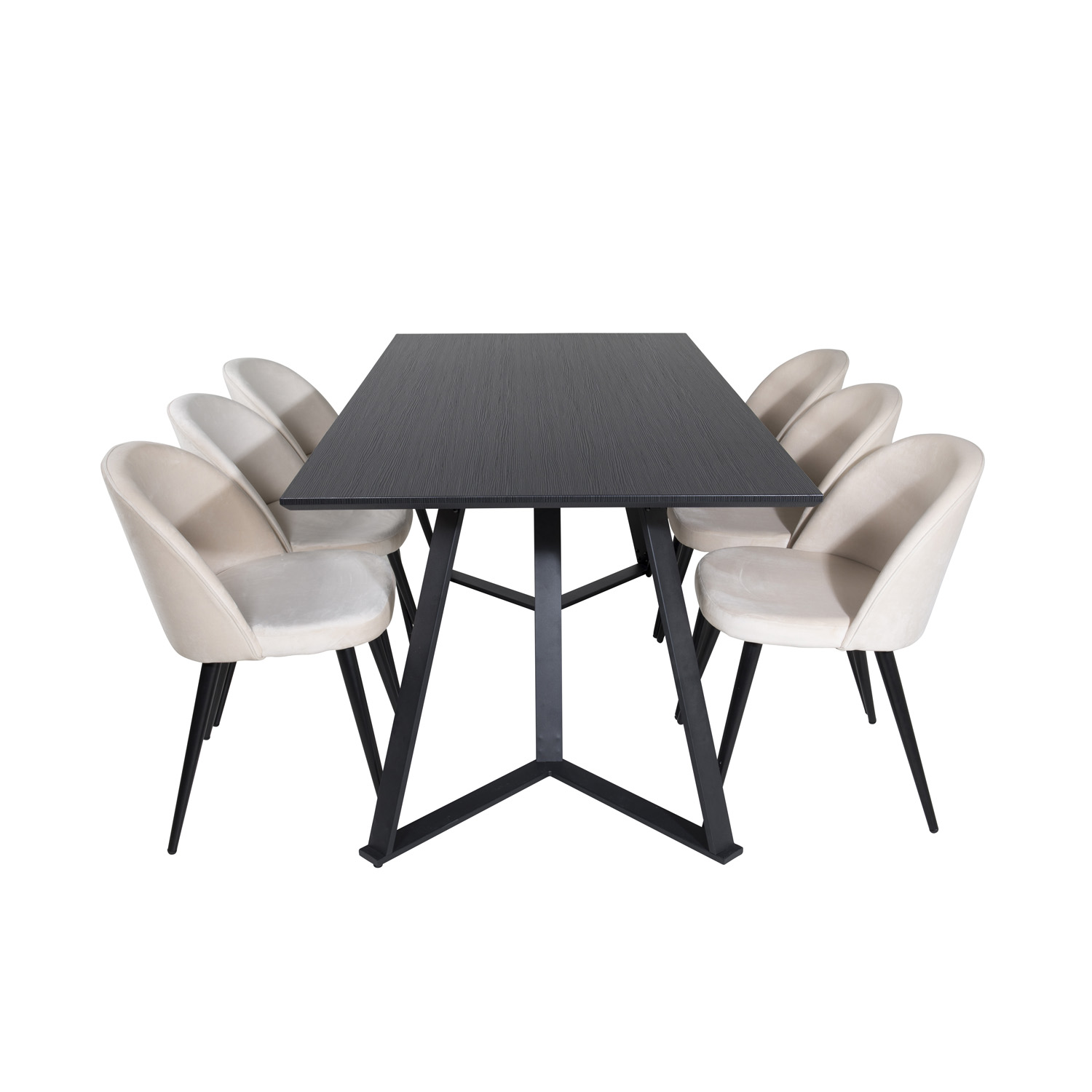Venture Design Marina Spisebordssæt       Stole Sort Finer Sort Metal Og Beige Fløjl Sort Metal