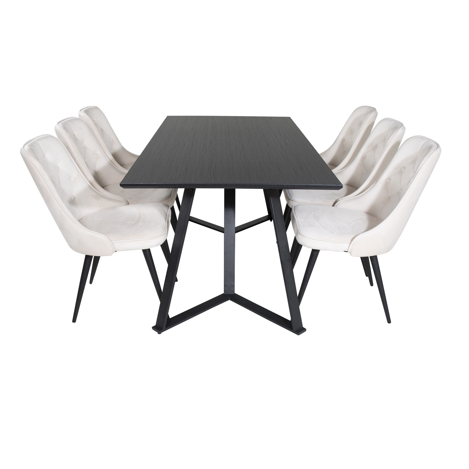 Venture Design Marina Spisebordssæt       Stole Sort Finer Sort Metal Og Beige Fløjl Sort Metal
