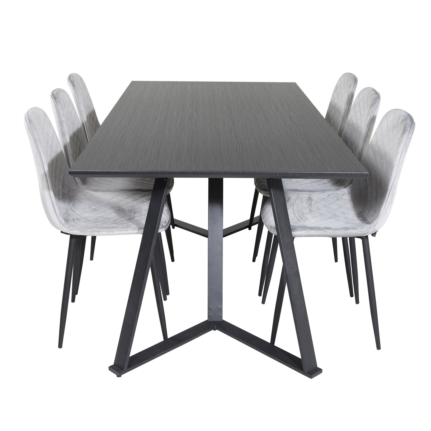 Venture Design Marina Spisebordssæt       Stole Sort Finer Sort Metal Og Grå Fløjl Sort Metal