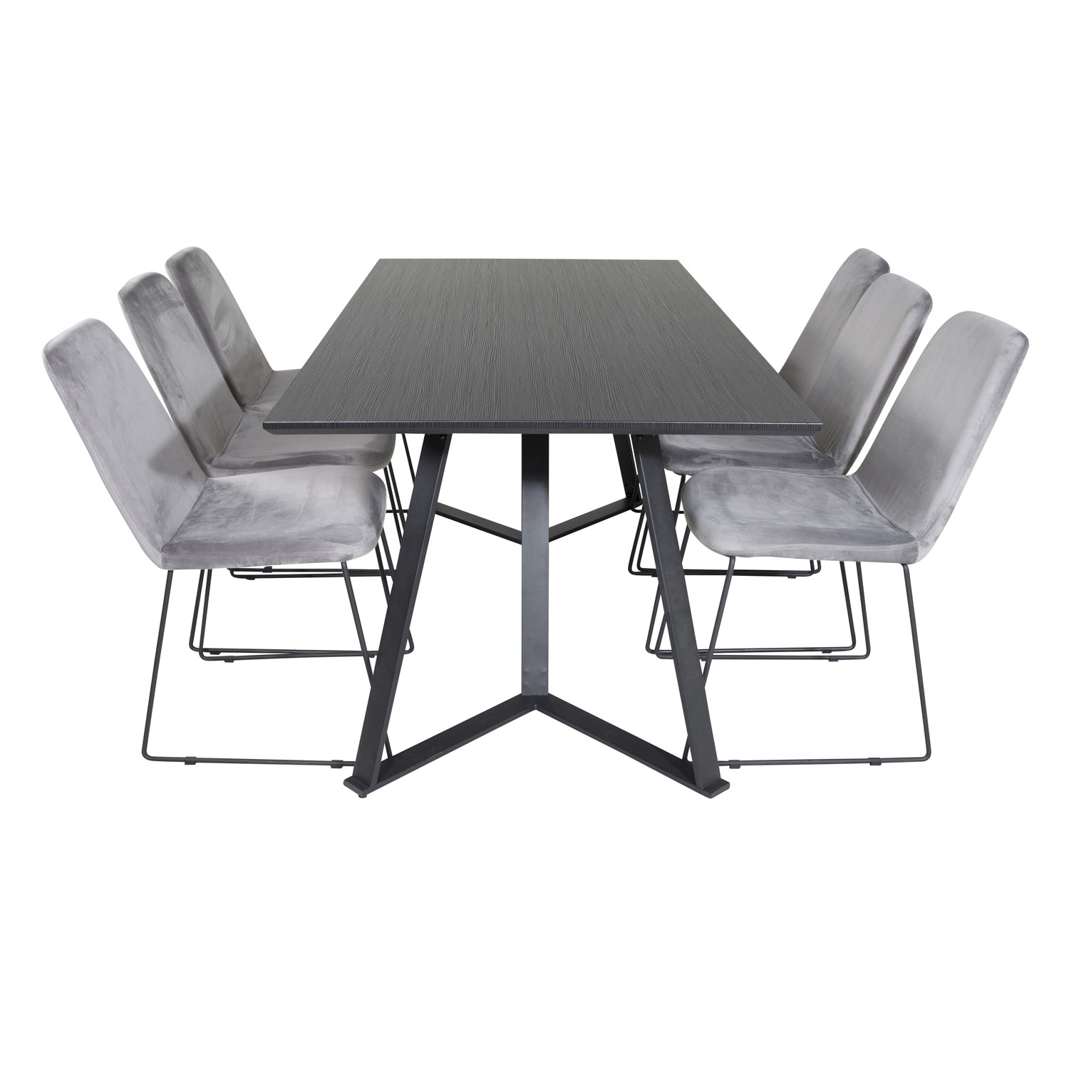 Venture Design Marina Spisebordssæt       Stole Sort Finer Sort Metal Og Grå Fløjl Sort Metal