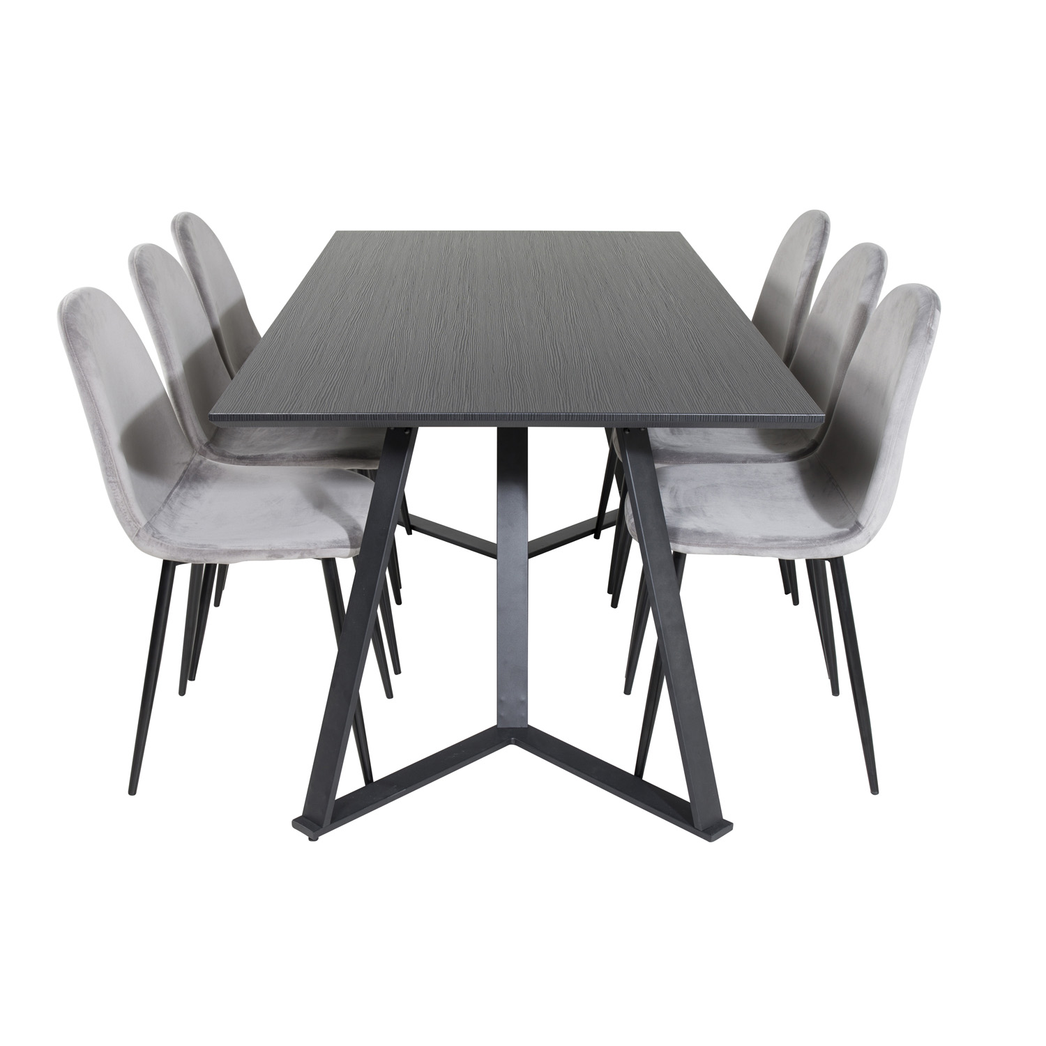 Venture Design Marina Spisebordssæt       Stole Sort Finer Sort Metal Og Grå Fløjl Sort Metal