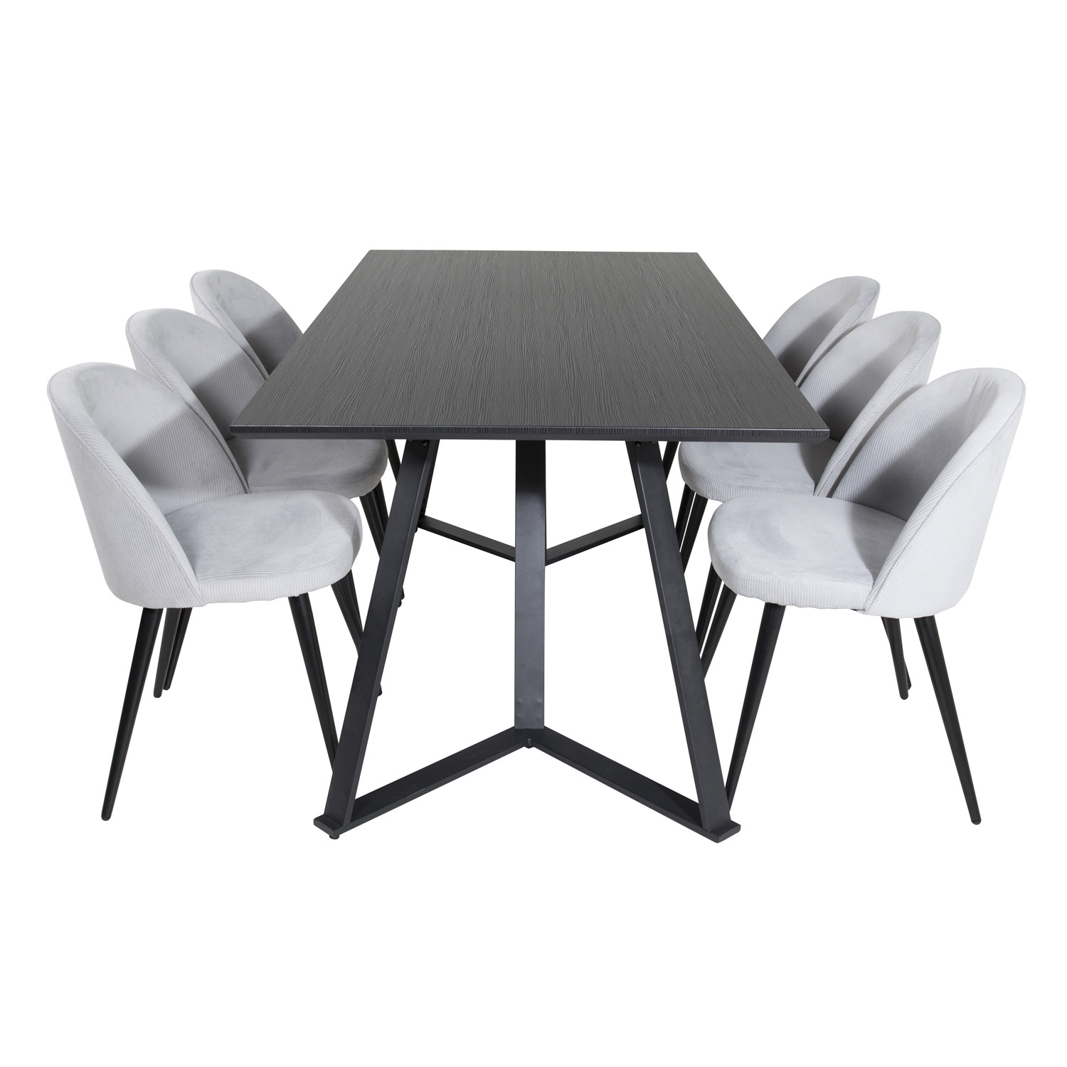 Venture Design Marina Spisebordssæt       Stole Sort Finer Sort Metal Og Grå Fløjl Sort Metal