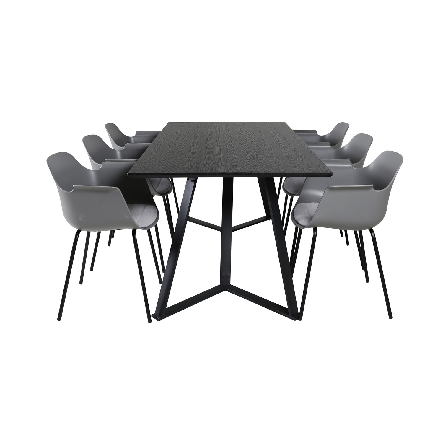 Venture Design Marina Spisebordssæt       Stole Sort Finer Sort Metal Og Grå Plastik Sort Metal