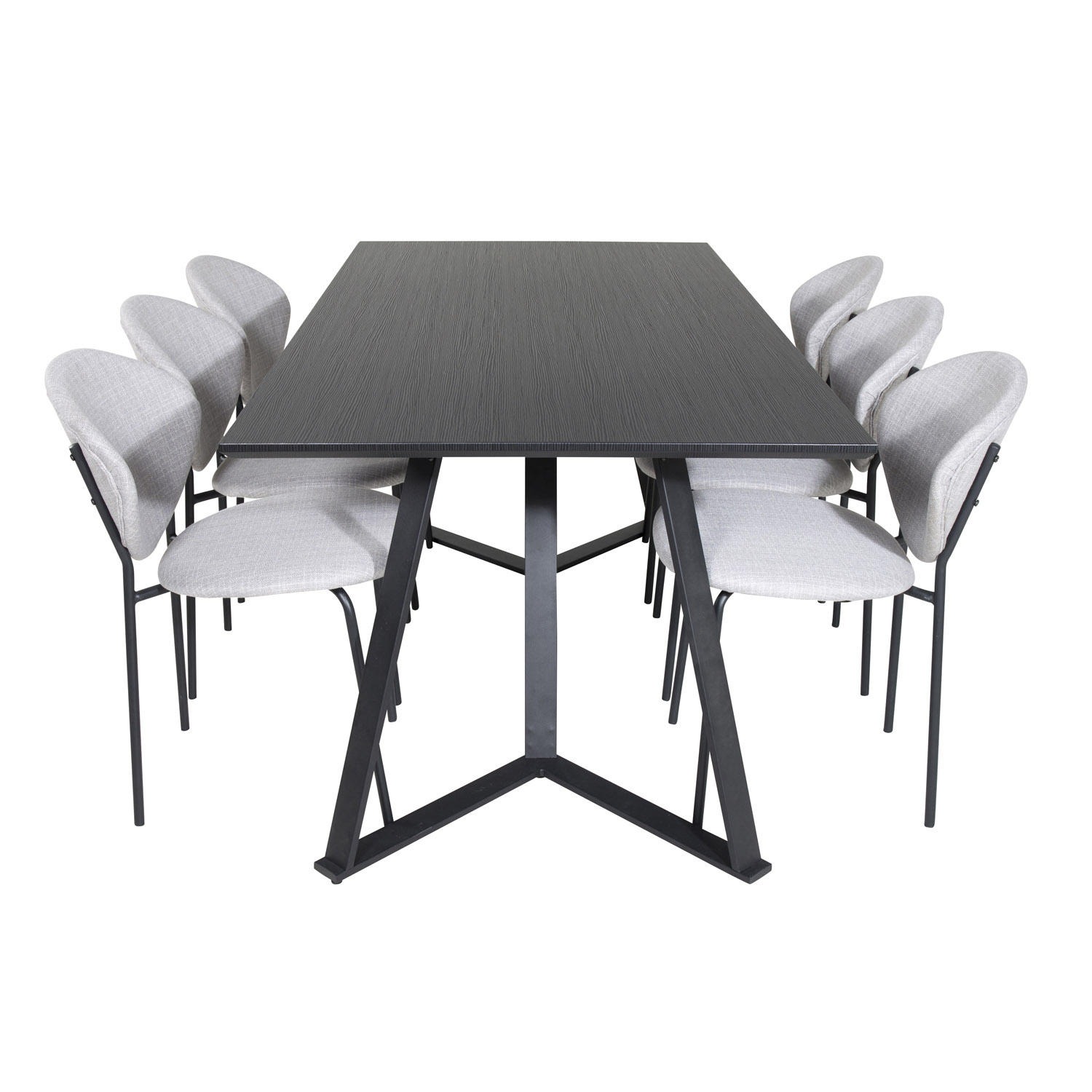 Venture Design Marina Spisebordssæt       Stole Sort Finer Sort Metal Og Grå Stof Sort Metal