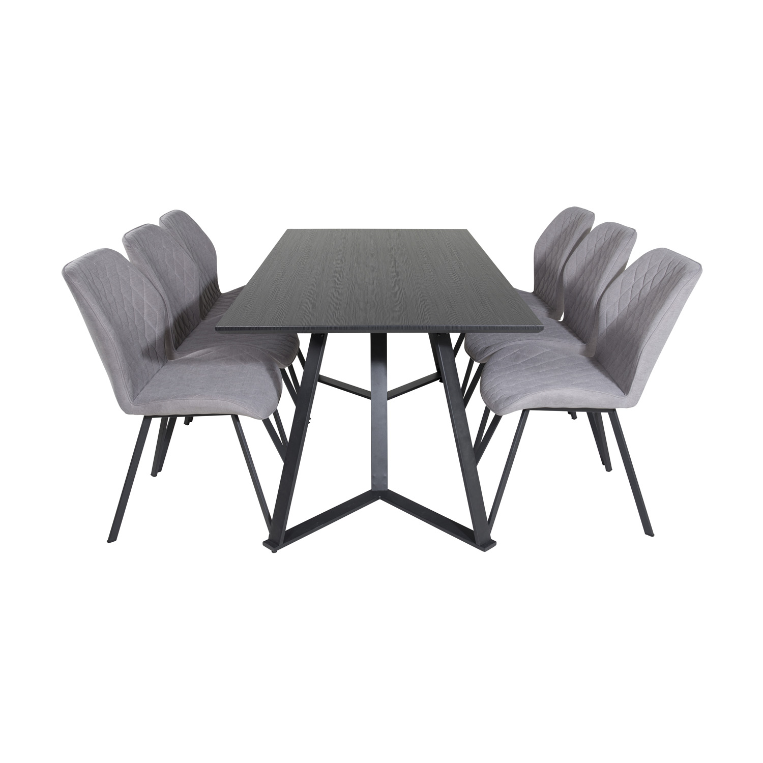 Venture Design Marina Spisebordssæt       Stole Sort Finer Sort Metal Og Grå Stof Sort Metal