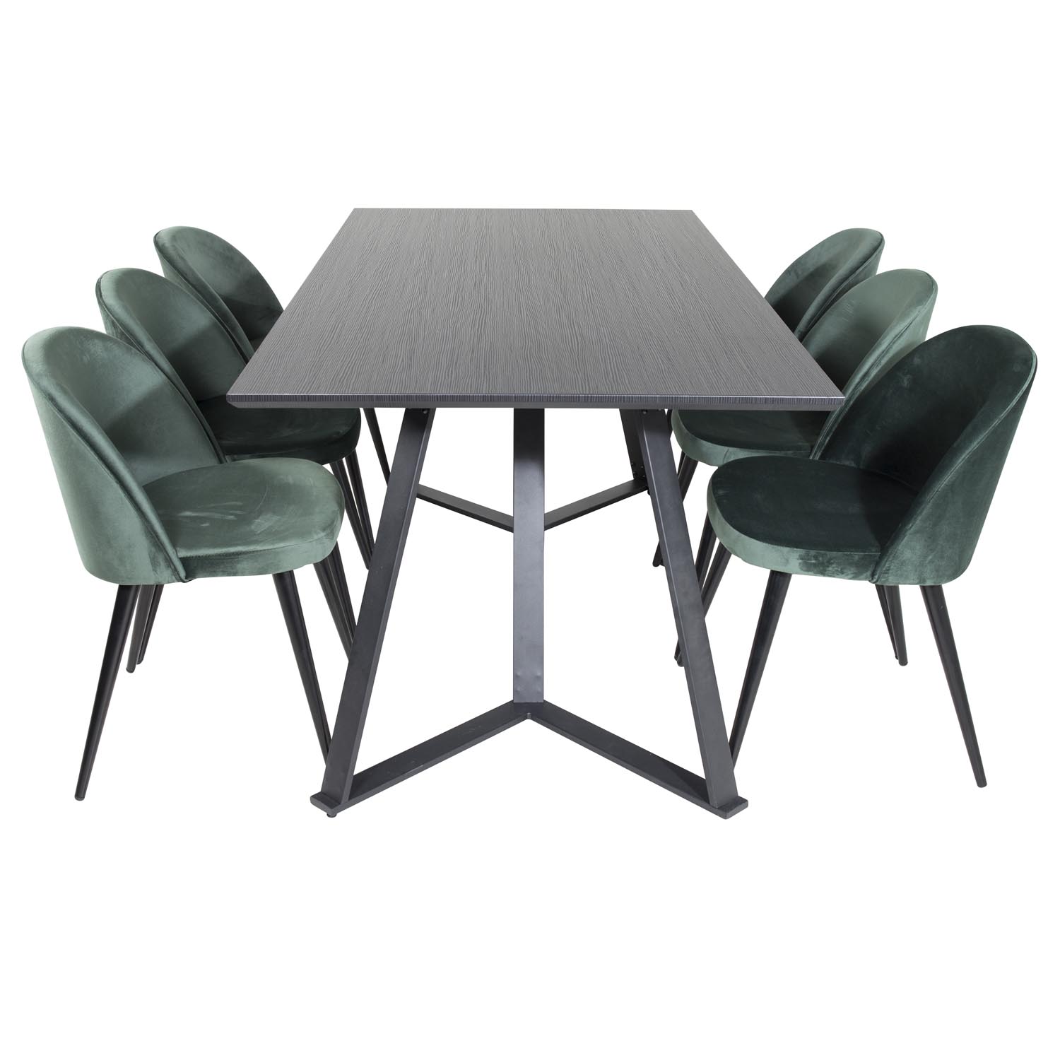 Venture Design Marina Spisebordssæt       Stole Sort Finer Sort Metal Og Grøn Fløjl Sort Metal
