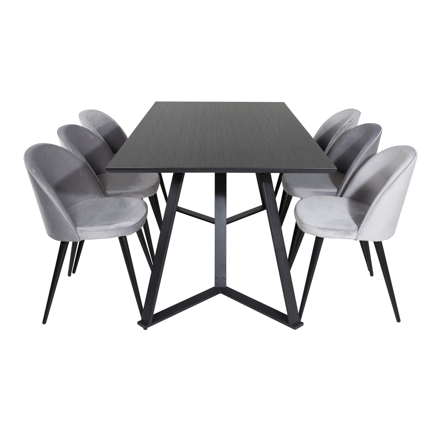 Venture Design Marina Spisebordssæt       Stole Sort Finer Sort Metal Og Lysegrå Fløjl Sort Metal