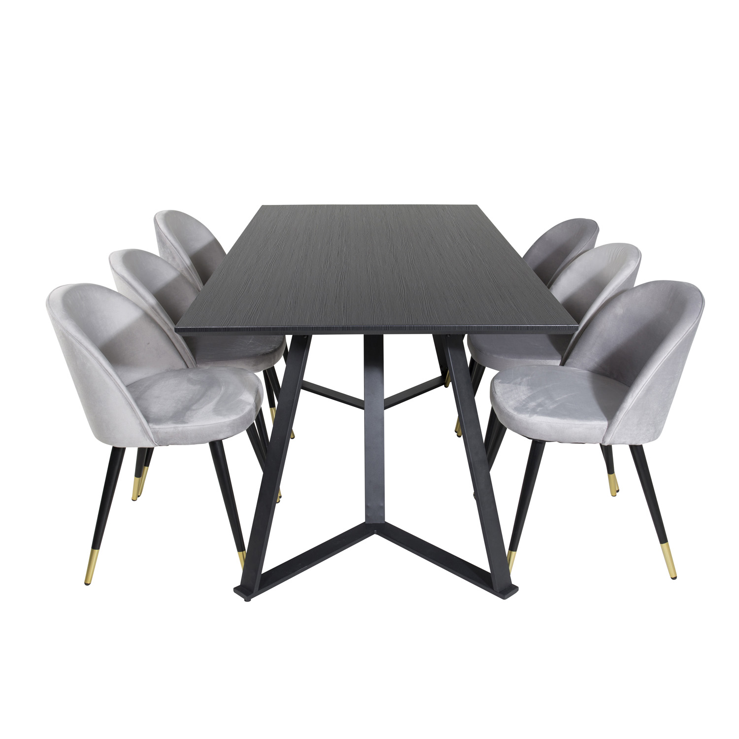 Venture Design Marina Spisebordssæt       Stole Sort Finer Sort Metal Og Lysegrå Fløjl Sort Metal
