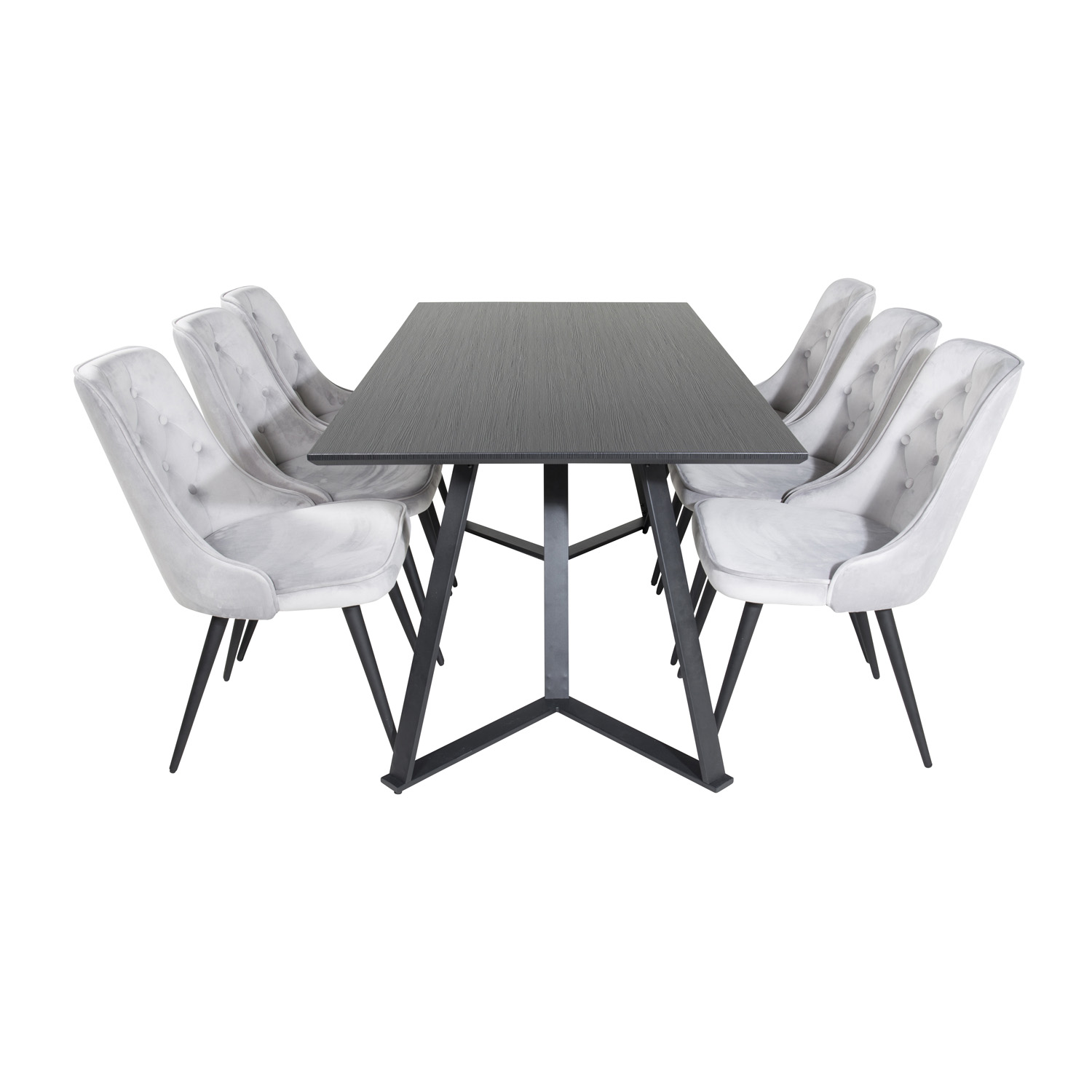 Venture Design Marina Spisebordssæt       Stole Sort Finer Sort Metal Og Lysegrå Fløjl Sort Metal