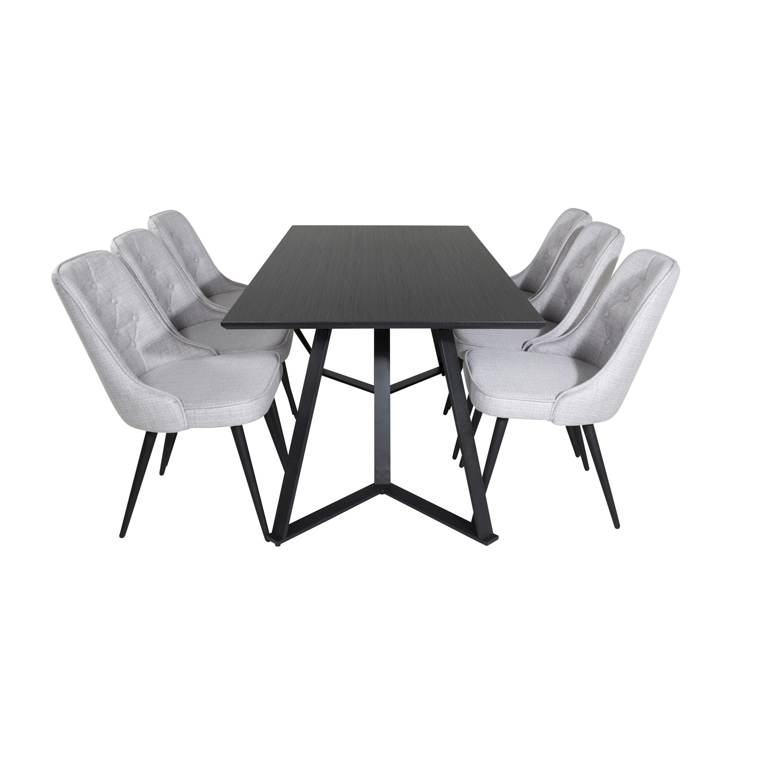 Venture Design Marina Spisebordssæt       Stole Sort Finer Sort Metal Og Lysegrå Stof Sort Metal