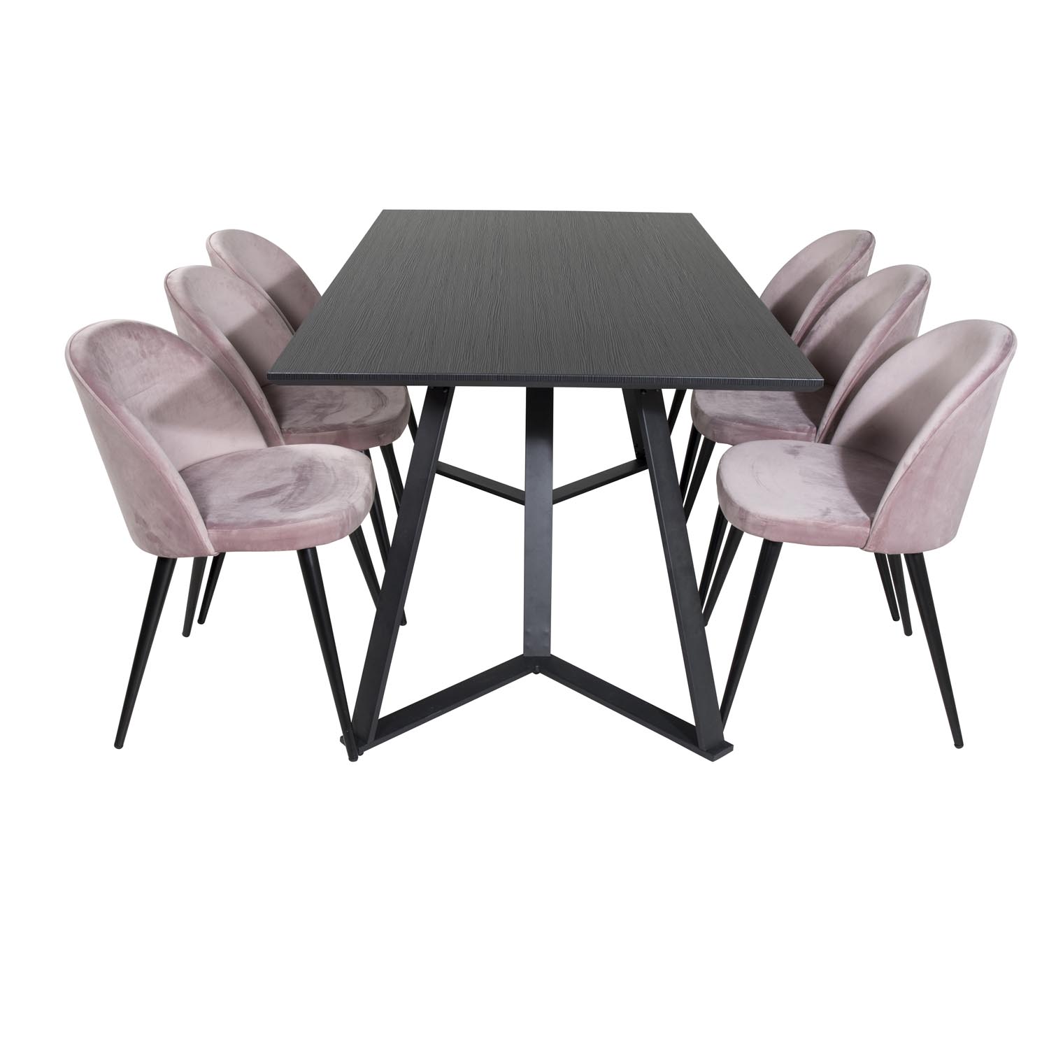 Venture Design Marina Spisebordssæt       Stole Sort Finer Sort Metal Og Rosa Fløjl Sort Metal