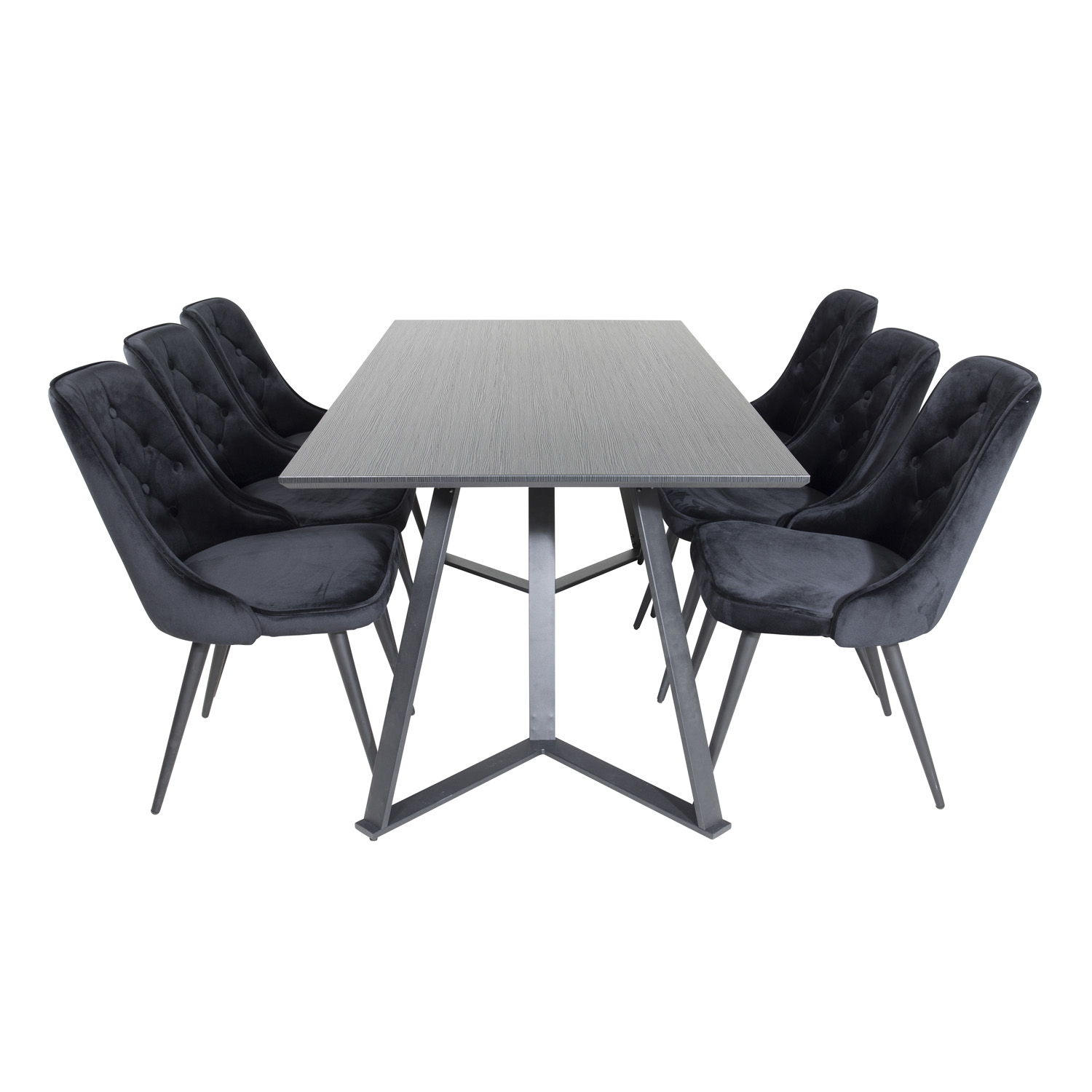 Venture Design Marina Spisebordssæt       Stole Sort Finer Sort Metal Og Sort Fløjl Sort Metal
