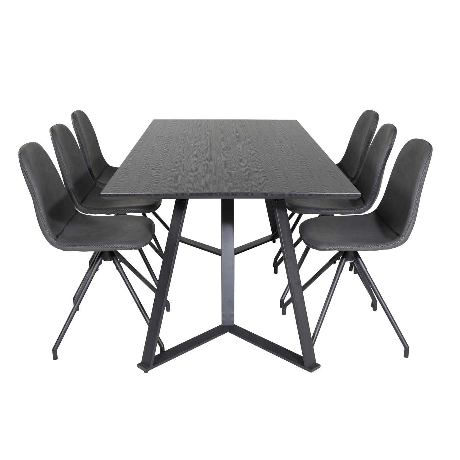 Venture Design Marina Spisebordssæt       Stole Sort Finer Sort Metal Og Sort Pu Sort Metal