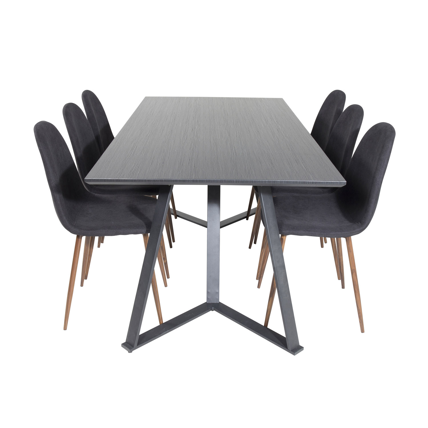 Venture Design Marina Spisebordssæt       Stole Sort Finer Sort Metal Og Sort Stof Folie Metal