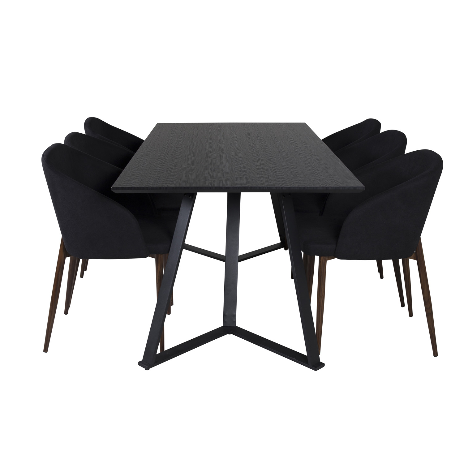 Venture Design Marina Spisebordssæt       Stole Sort Finer Sort Metal Og Sort Stof Folie Metal