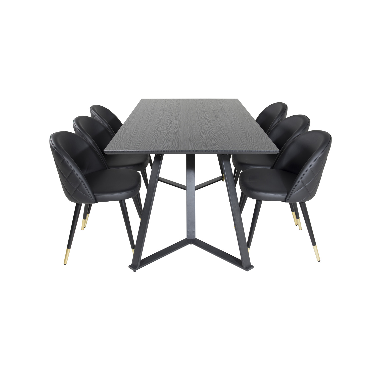Venture Design Marina Spisebordssæt       Stole Sort Finer Sort Metal  Sort Pu Messing Sort Metal