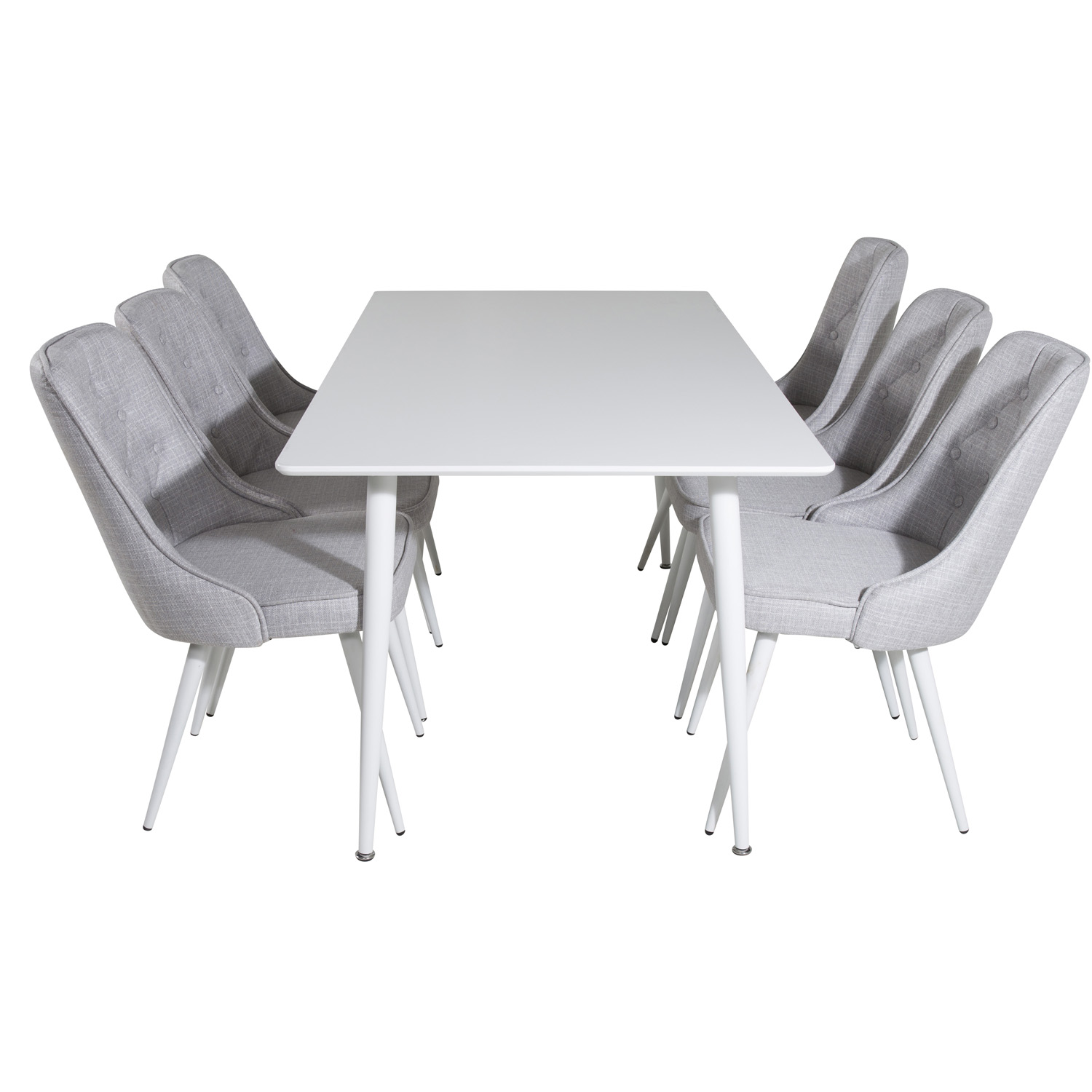 Venture Design Polar Spisebordssæt       Stole  Hvid Mdf Hvid Metal  Lysegrå Stof Hvid Metal