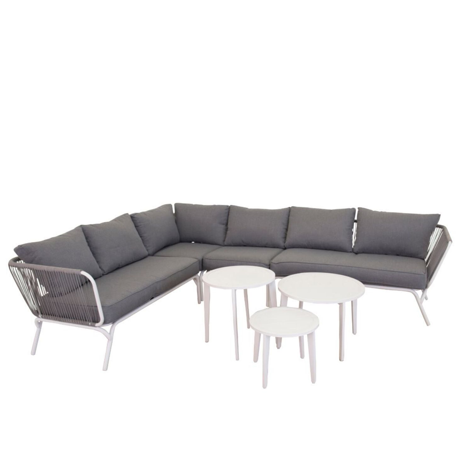 Venture Design Roxo  -pers  Hjørne Havesofa Grå Polyester Og Hvid Stål