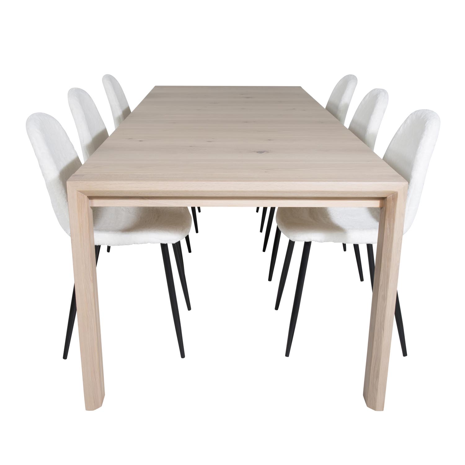 Venture Design Slider Spisebordssæt       Stole Hvidvasket Egefiner Eg Og Hvid Teddy Sort Metal
