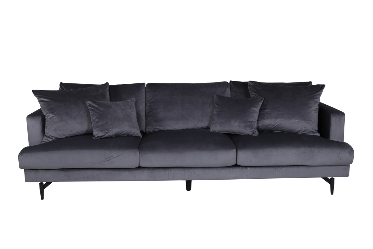 Venture Design Sofia   Pers  Sofa Mørkegrå Fløjl Og Sort Stål