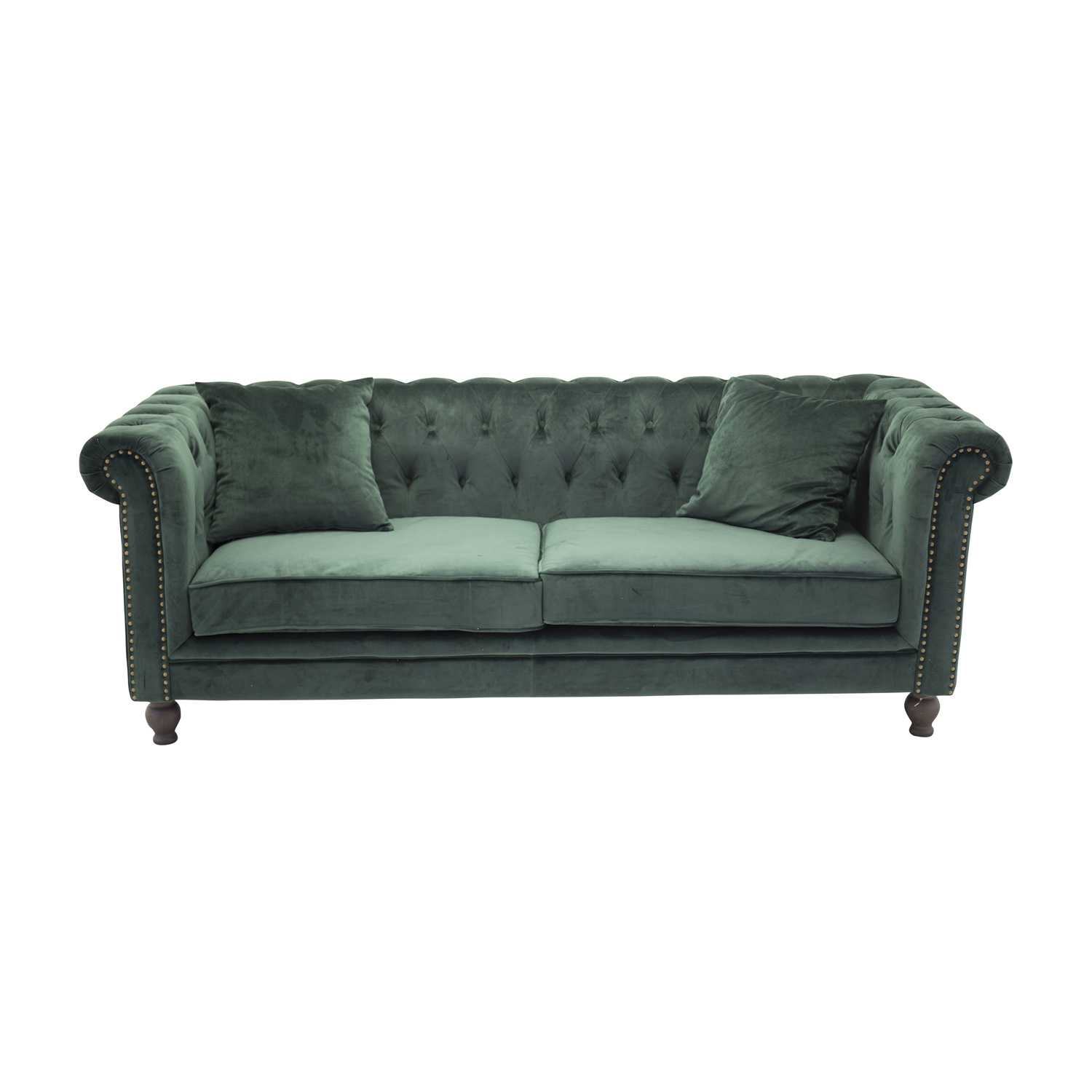 Venture Design Velvet   Pers  Sofa Grøn Velour Og Træ