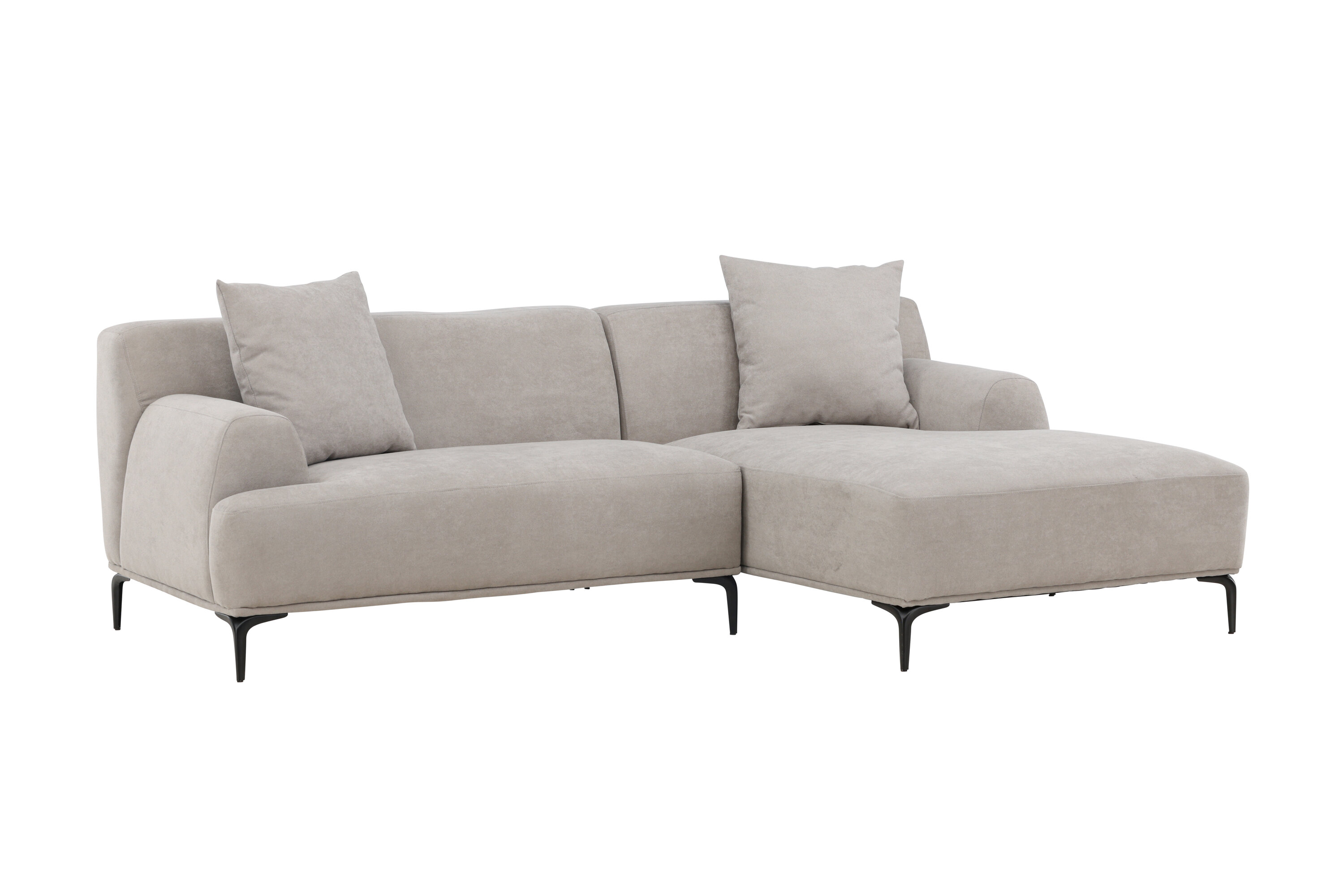Venture Design Viskan Sofa     Chaiselong Lysegrå Polyester Og Mat Sort Metal