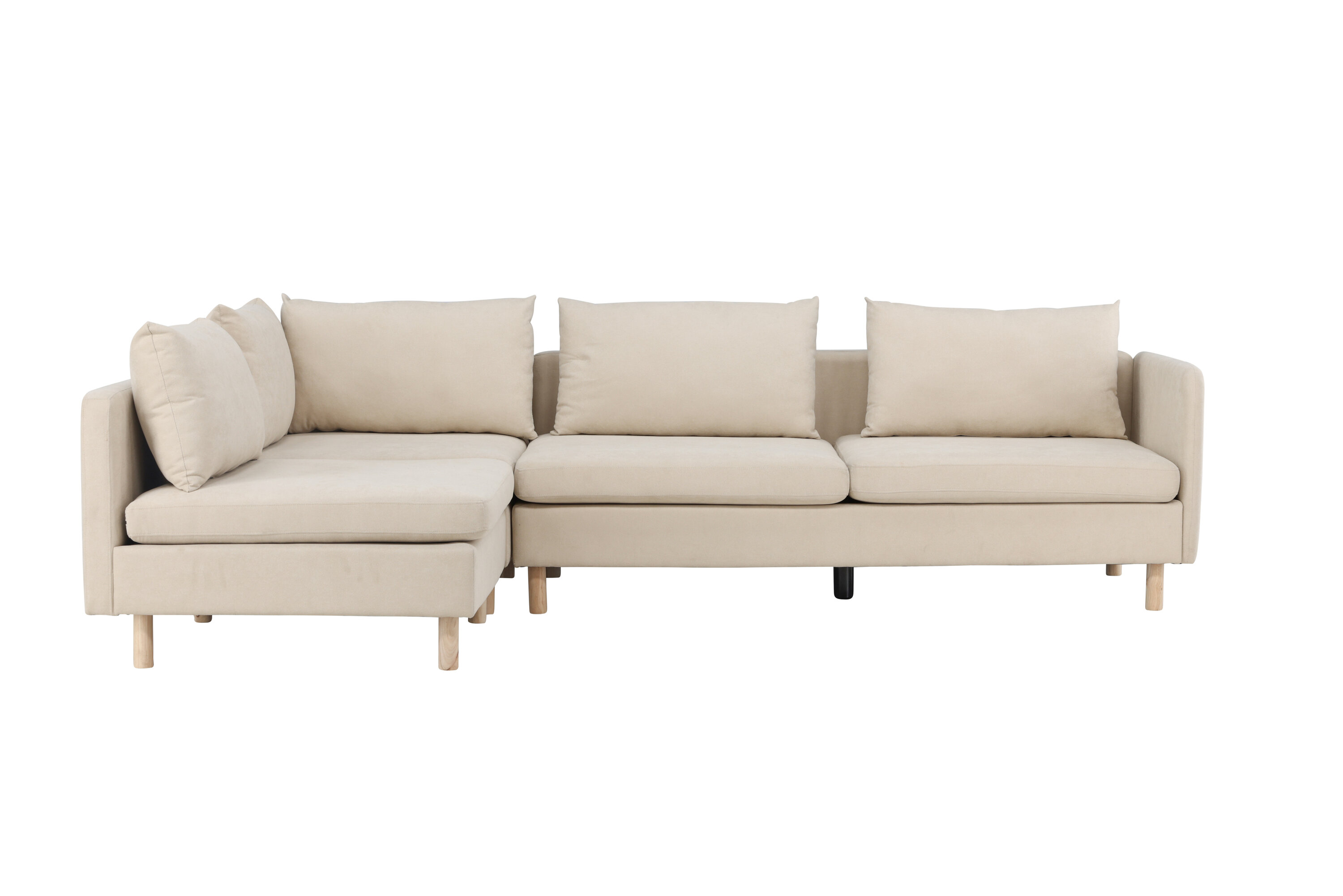 Venture Design Zero Hjørnesofa Beige Polyester Og Natur Gummitræ