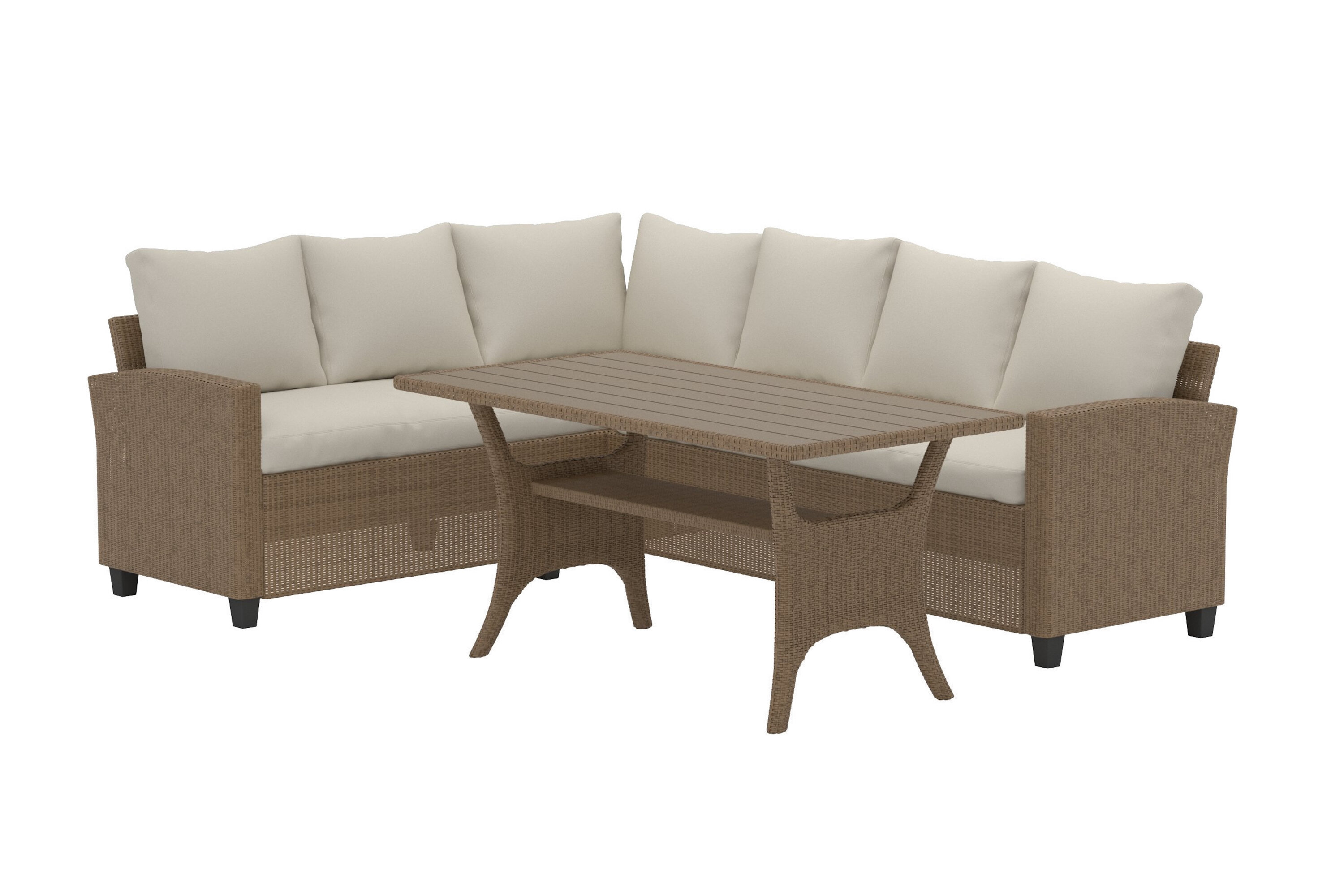 Venture Home Brentwood Hjørnesofasæt       Sofa Og   Bord Beige Polyester Og Beige Aintwood