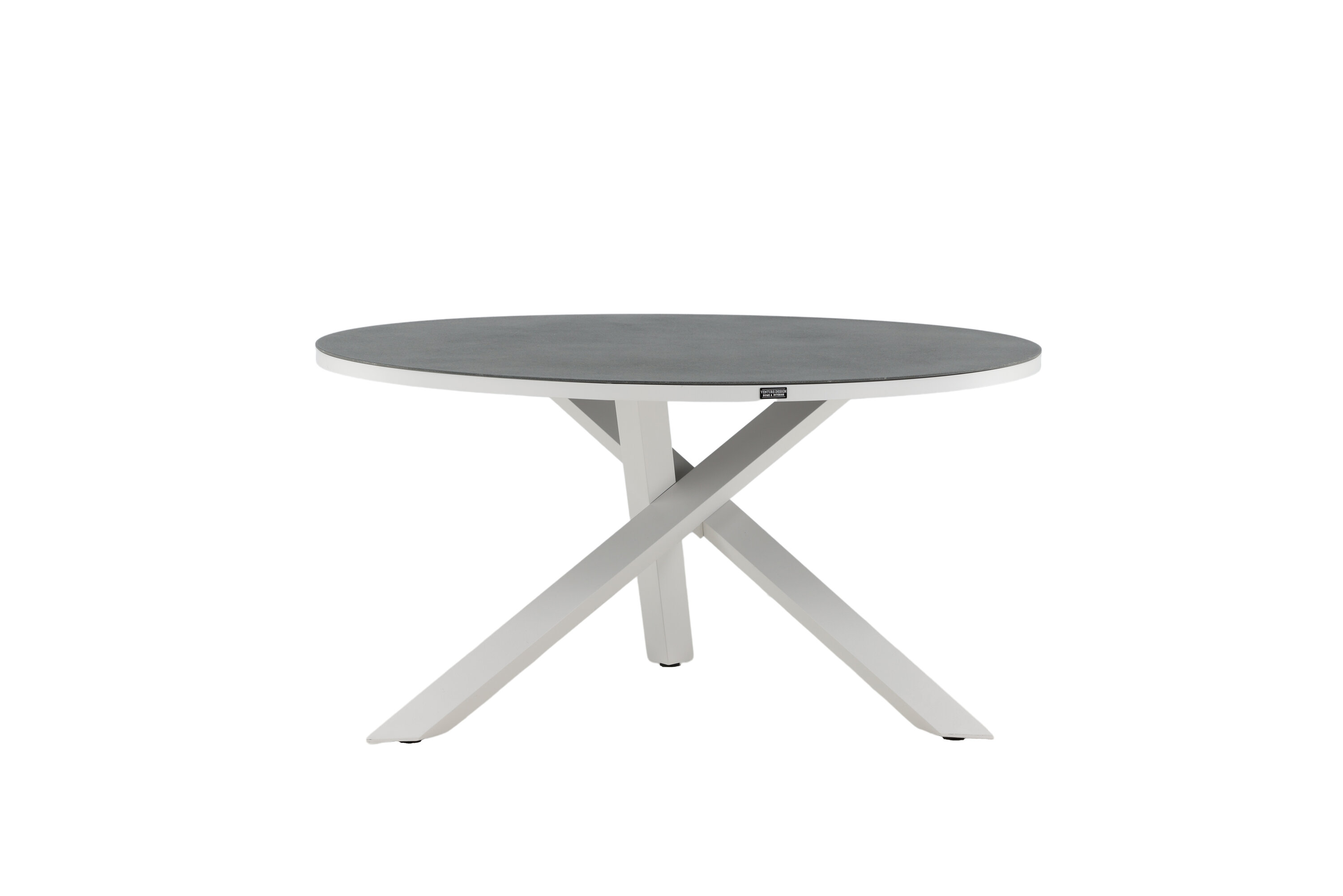 Venture Home Copacabana Havebord  Rund Grå Spraystone Polyresin Og Hvid Aluminium  ø140