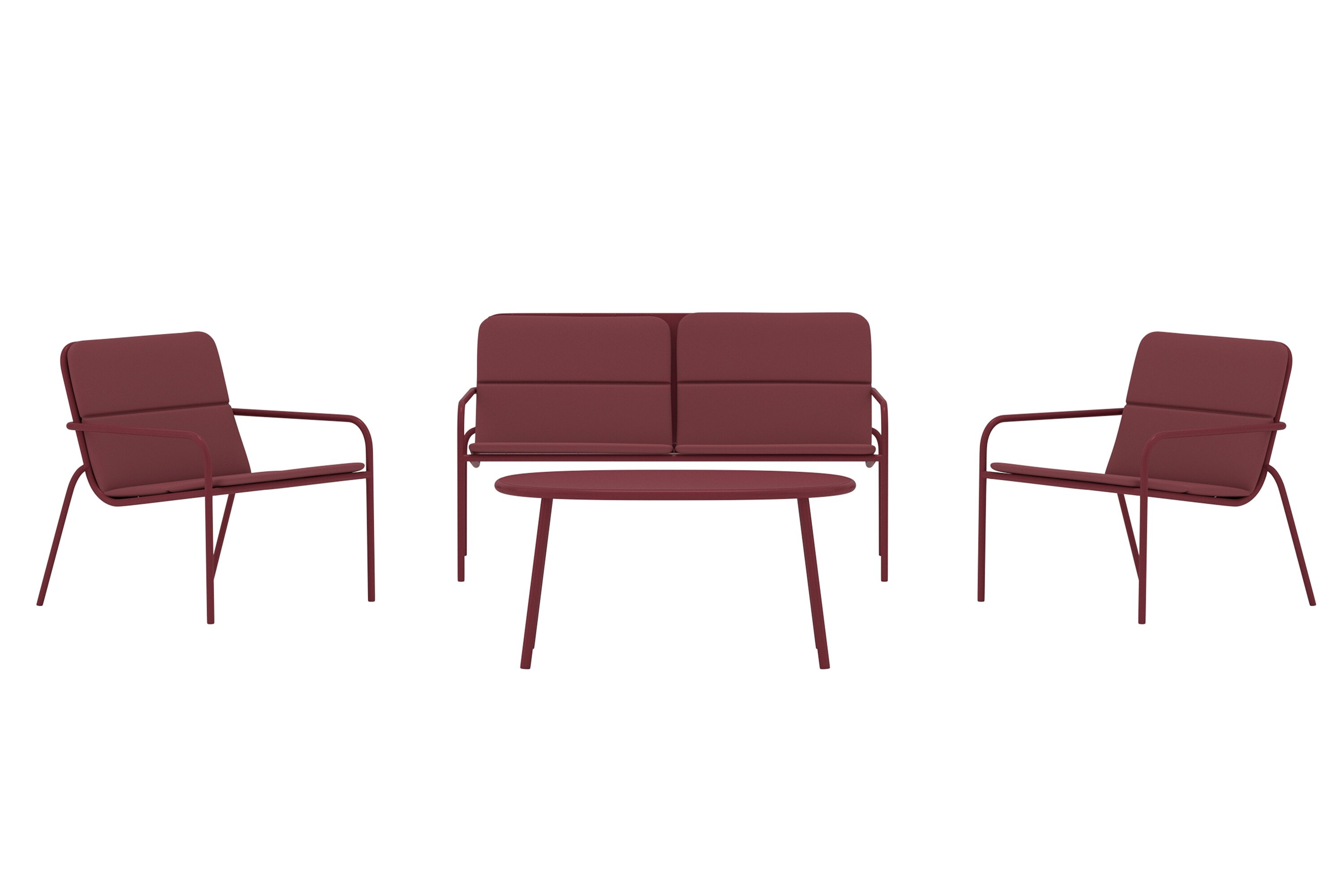 Venture Home Fourni Havesofasæt       Bord    Sofa    Stole Og Bordeaux Hynder Bordeaux Stål