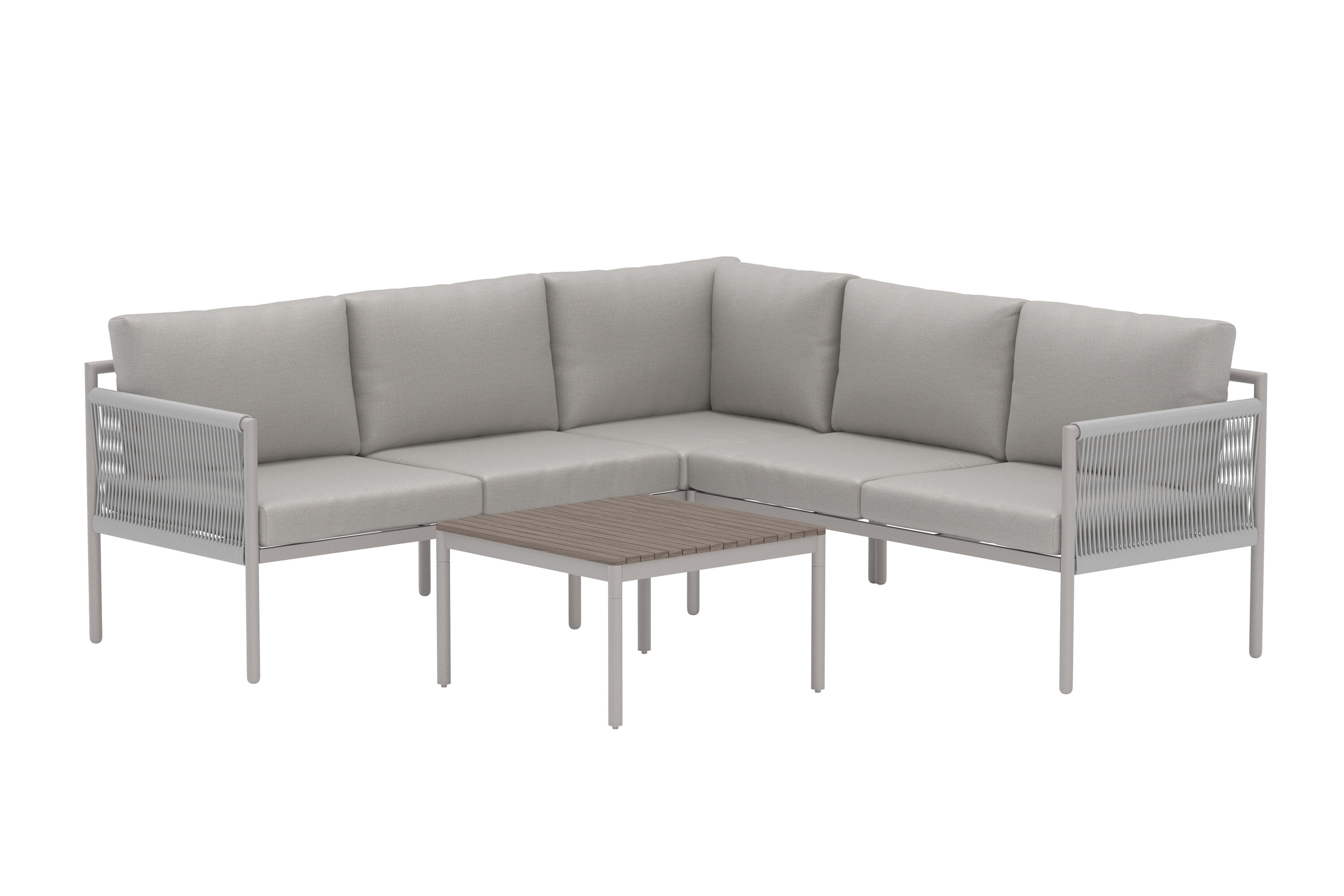 Venture Home Kos Udendørs Hjørnesofasæt       Bord    Sofa  Beige Hynder Beige Polywood Og Aluminium