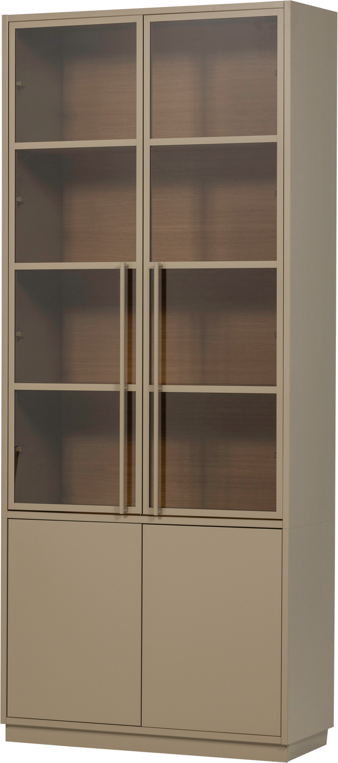 Vitrineskab Buffetskab Woood Collection  Grå Mud-finish  Fsc Mix Fyrretræ  H236xb101xd40 Cm