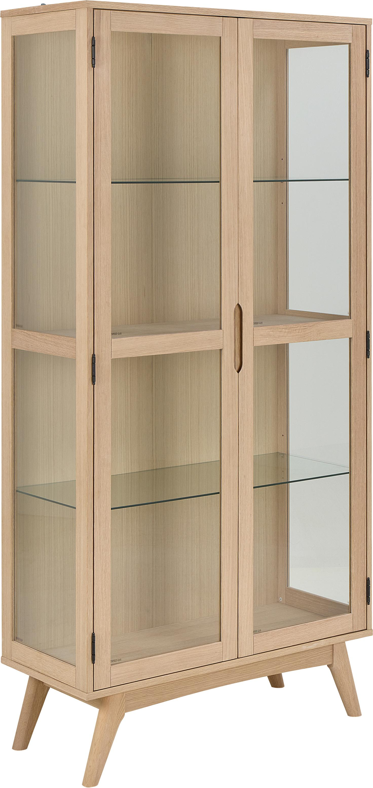 Vitrineskab Signature Merano  Hvidpigmenteret Egefiner Og Glas    Justerbare Hylder  H192ã B94ã D40 Cm